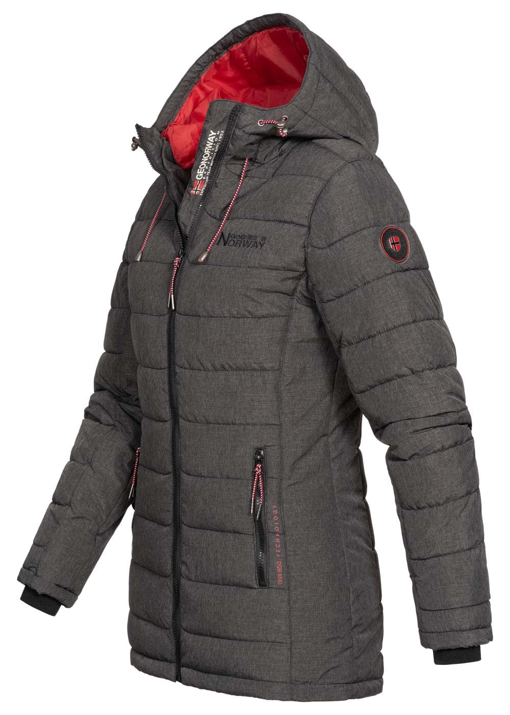 Geographical Norway Astana Lady - Warmer Parka Frau Jahreszeit Herbst Winter - Kapuzenmantel Falscher Fourrurer Windbreaker Jacke Daunenjacke - Ideal Elegant Geschenk Frauen