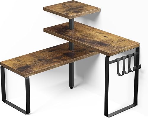 Alsonerbay Organizador de encimera, estante esquinero de 3 niveles para encimera de cocina con ganchos para área de café, baño, sobre fregadero,