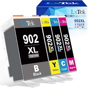 Amazon Com Lxtek Compatible Ink Cartridge Replacement For Hp 902 902xl Ink Cartridge 4 Pack Work With Officejet Pro 6968 6978 6962 6958 6954 6960 Printers 1 Black 1 Yellow 1 Magenta 1 Cyan Office Products