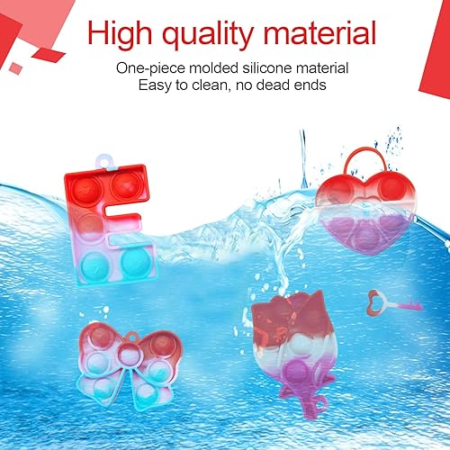 Miniatura 5 de 24 llaveros para el día de San Valentín con 24 tarjetas de felicitación llavero de corazón para la ansiedad juguete sensorial para aliviar el estrés