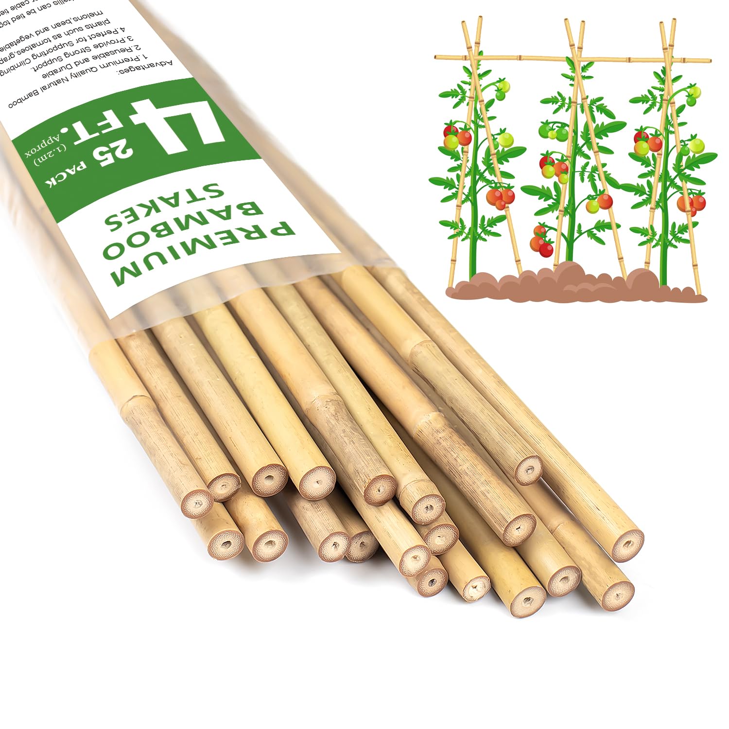 HAINANSTRY Natural Bamboo Stakes 4FT