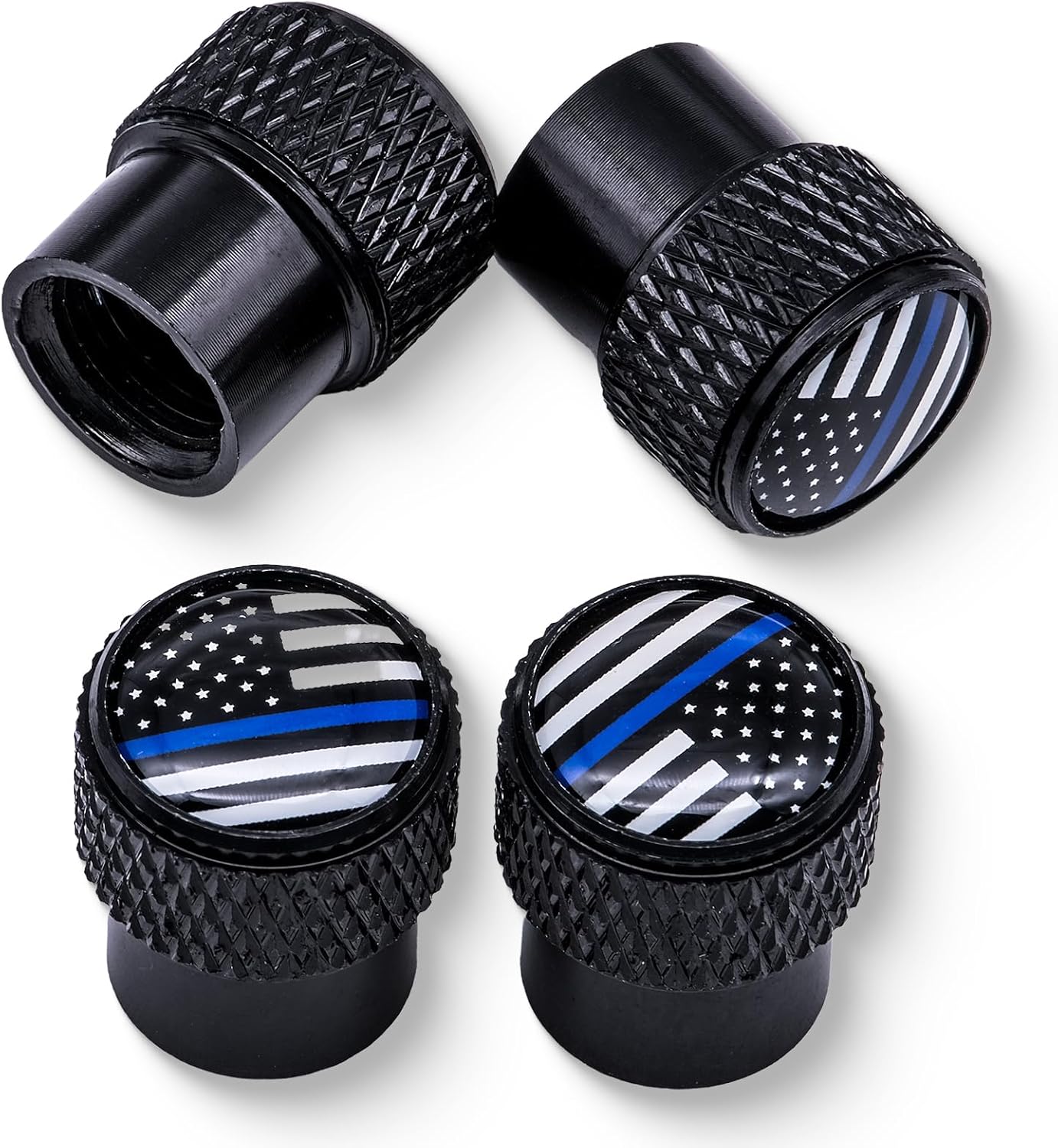 MEAJOO 4 PCS American Flag Tire Valve Stem Caps, Corrosion