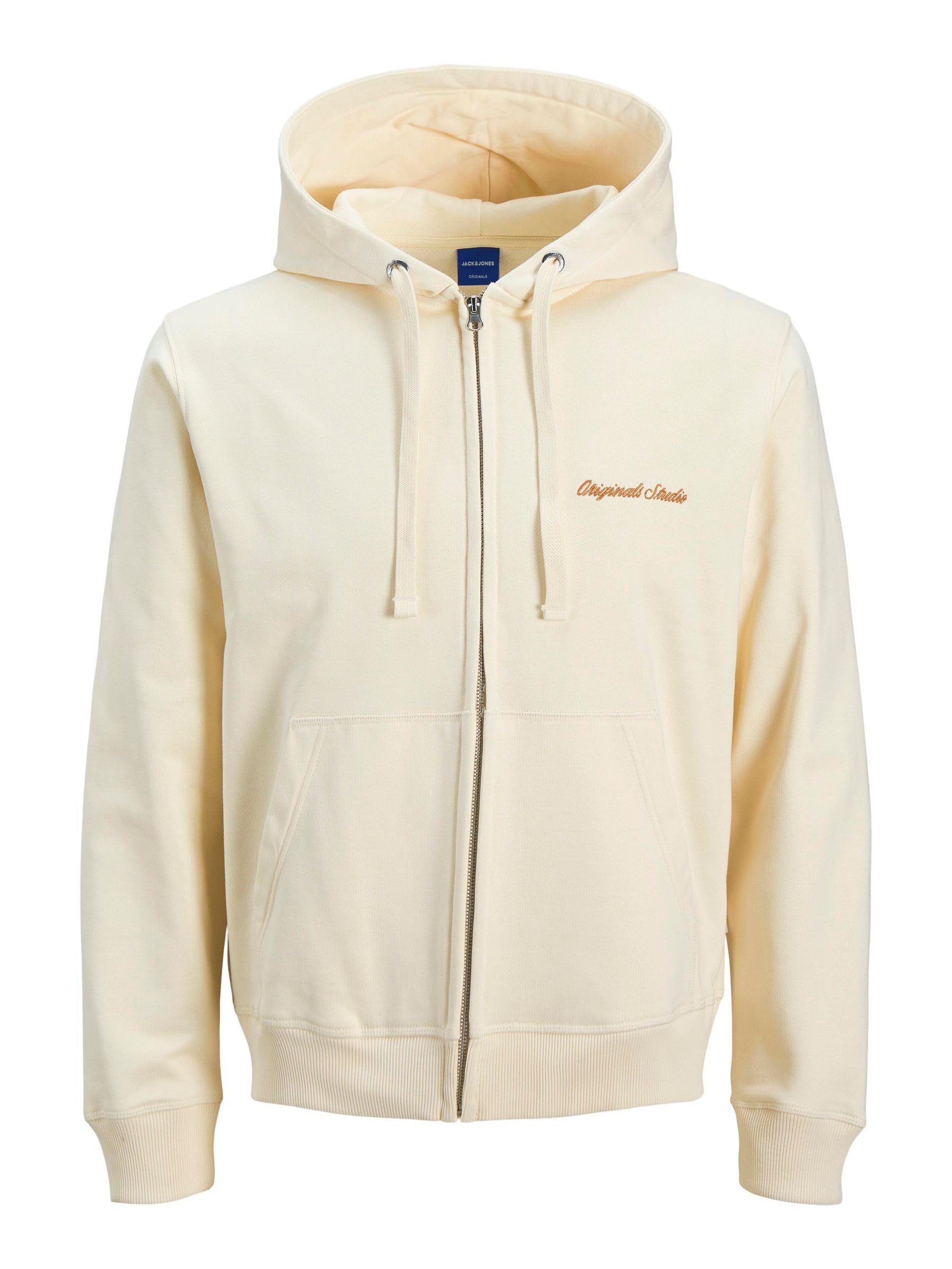 JACK & JONES Jornorrebro Emb Sweat Zip Hood Noos, Antique White, L