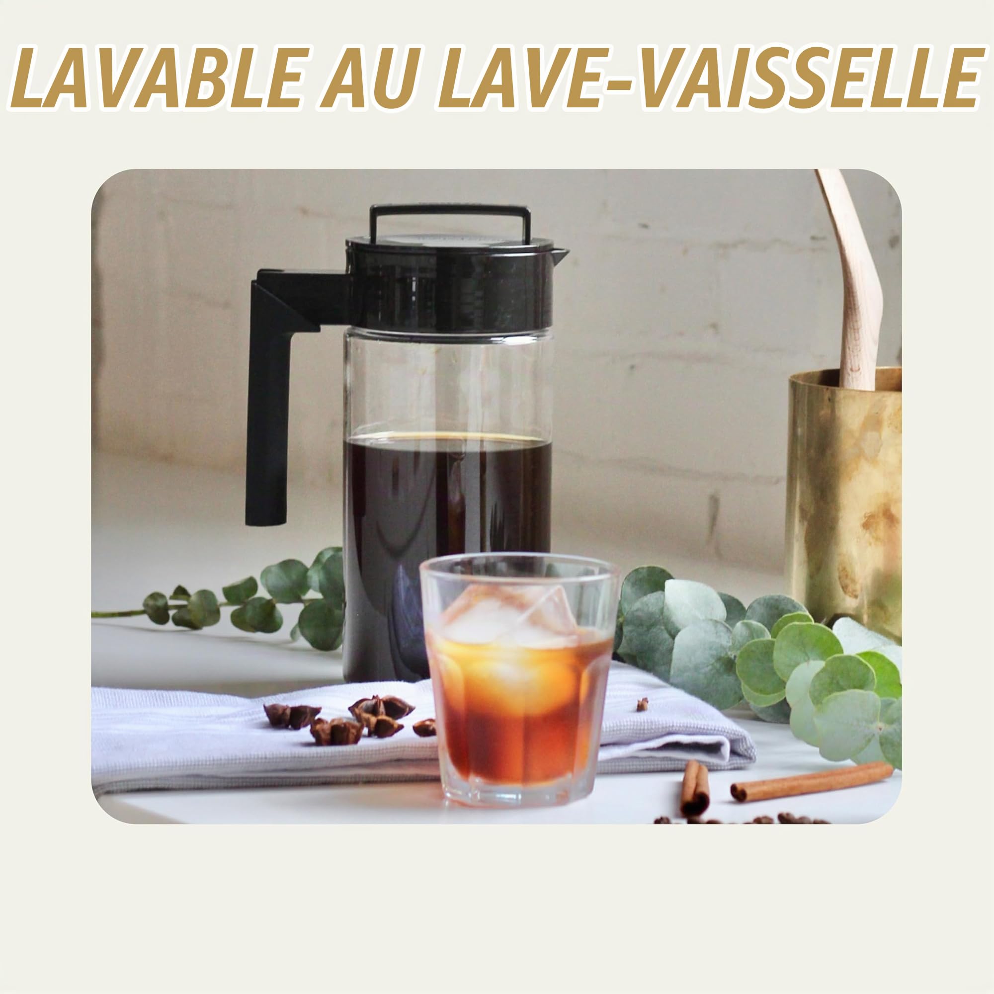 Takeya Cafetière à froid brevetée de luxe, 0,9 l, noir