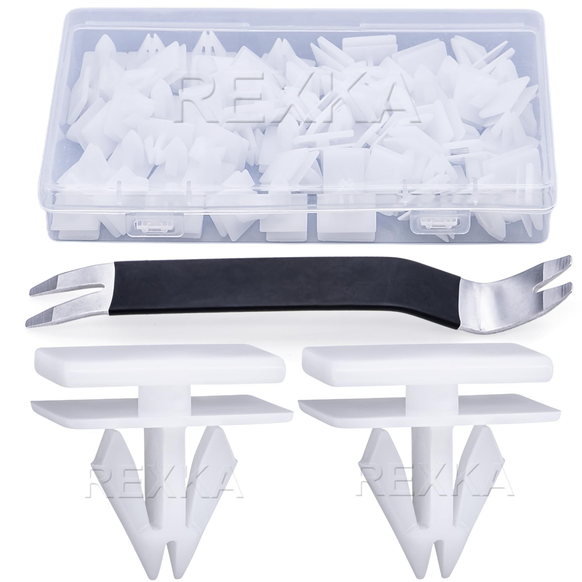Rexka 31pcs Rocker Moulding Retainer Clips 25693852 for GM Buick Chevrolet Oldsmobile Pontiac -Bumper Cover Radiator Grille Clips- Multipurpose Auto