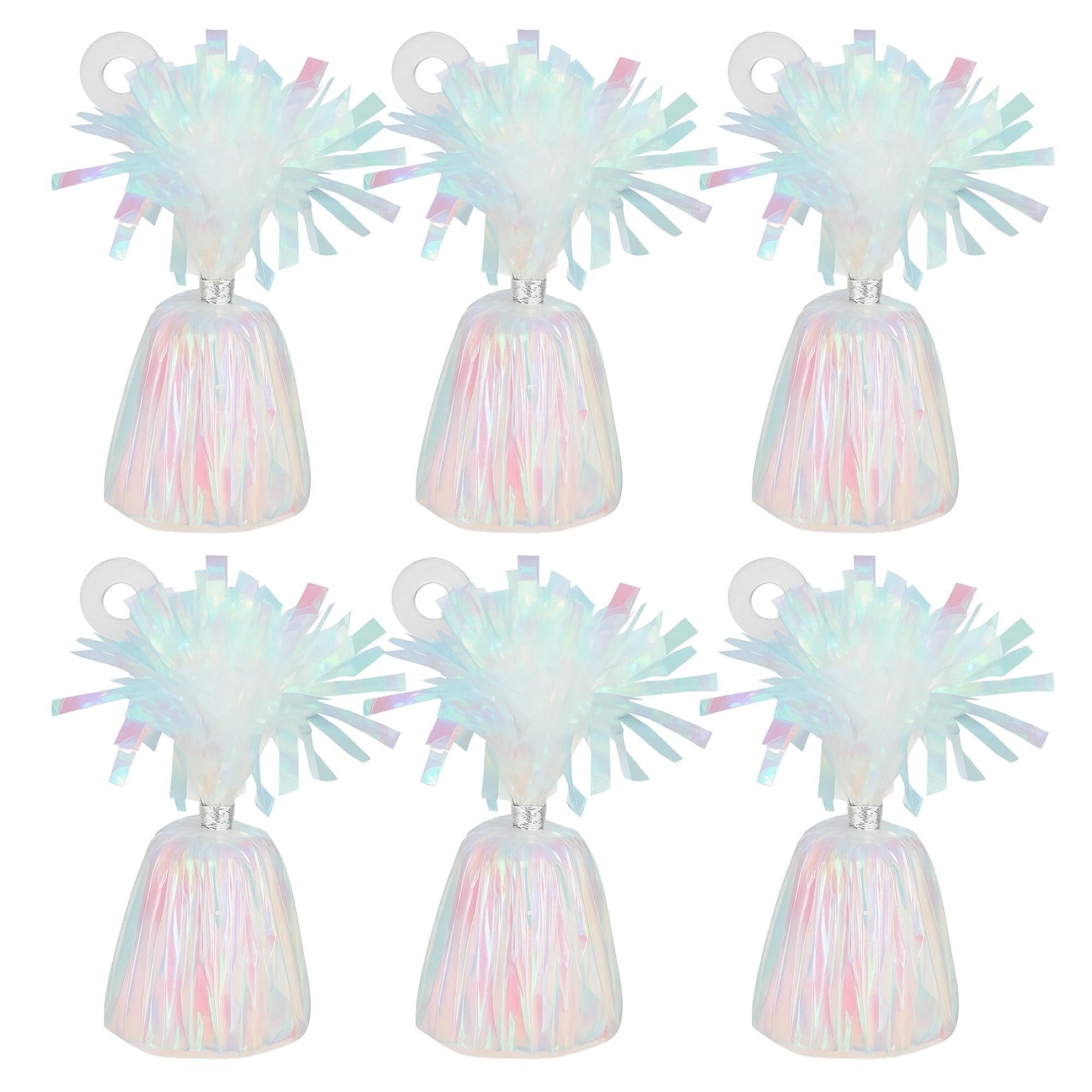 Foil Balloon Weights for Helium Balloons | Metallic Foil Balloon Holder | Birthday Parties, Events & Wedding Celebrations Decoration Accessory (Iridescent, Pack of 6)
