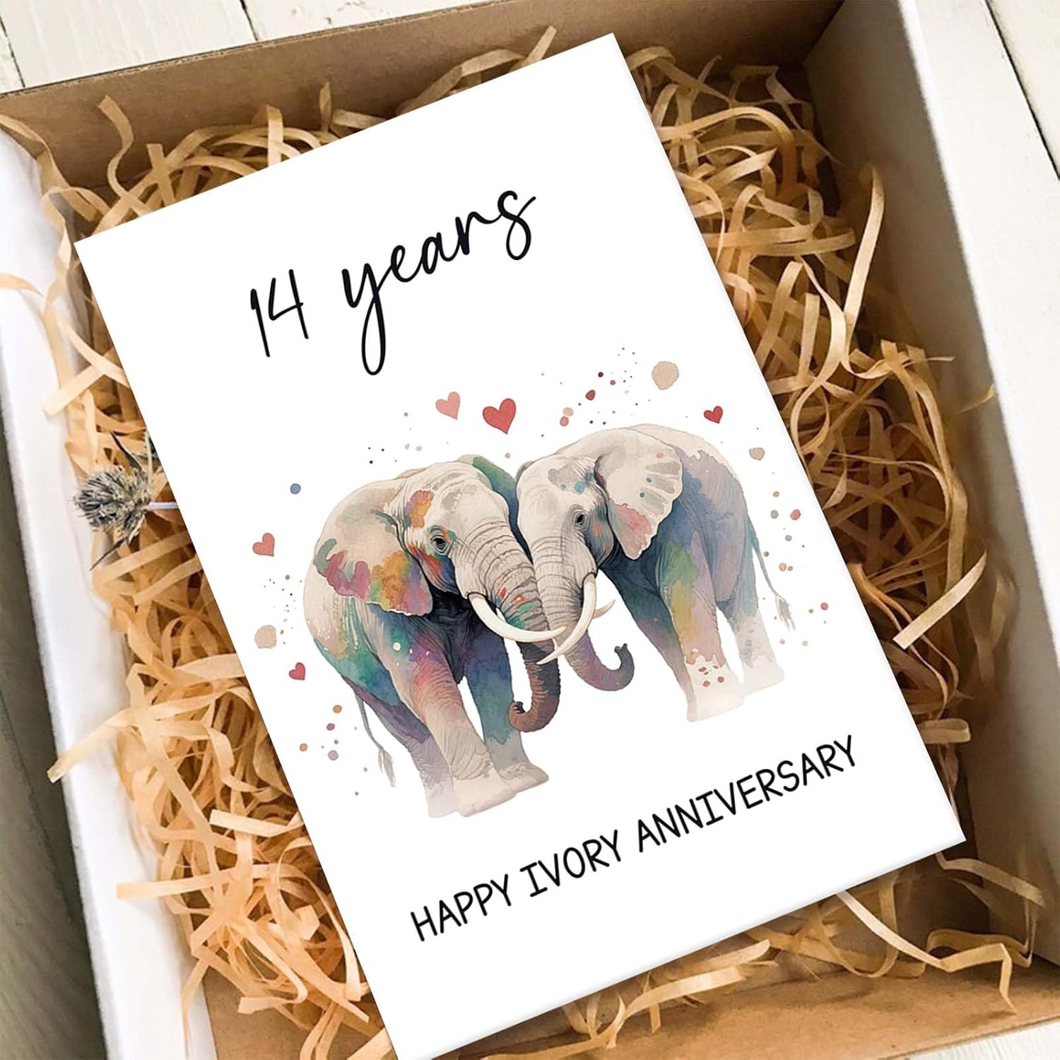 Elephant 14th Anniversary Card for Husband Wife, Happy Ivory Anniversary Card for Couples, Funny 14 Years Wedding Gift - Image 6