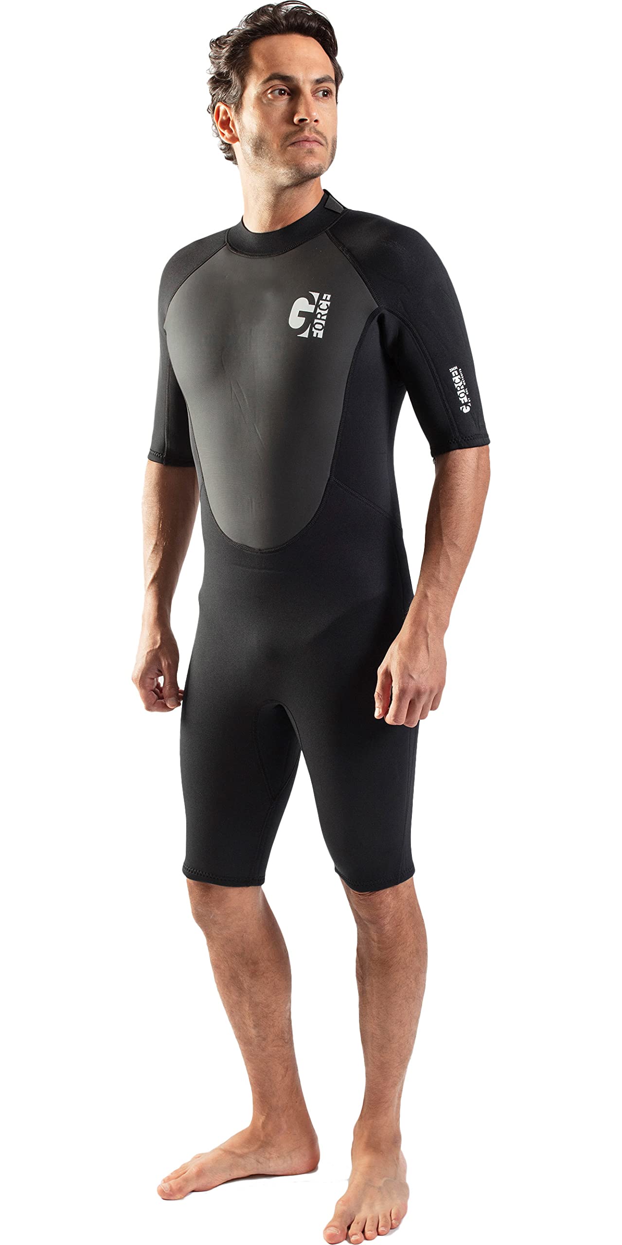 Gul Mens G-Force 3mm Back Zip Shorty Wetsuit - Black - Easy Stretch - 80% D-Flex panels for durability