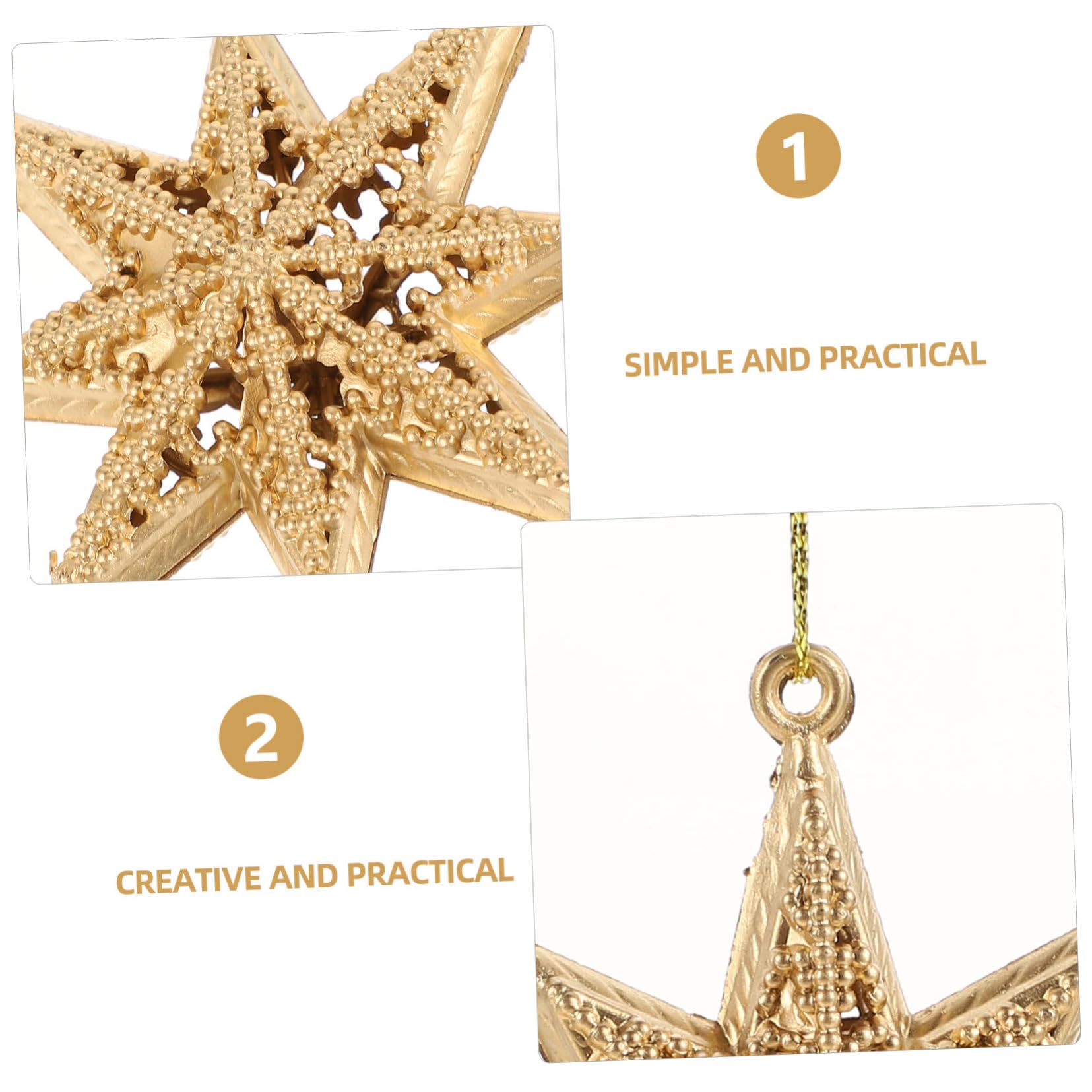 Cabilock 5 Sätze Goldener Sternanhänger Weihnachtsbaumdekoration Weihnachtsstern Christbaumanhänger Gold Christmas Tree Ornaments Weihnachtsdeko Stern-anhänger Weihnachtsschmuck 6 Stück * 5