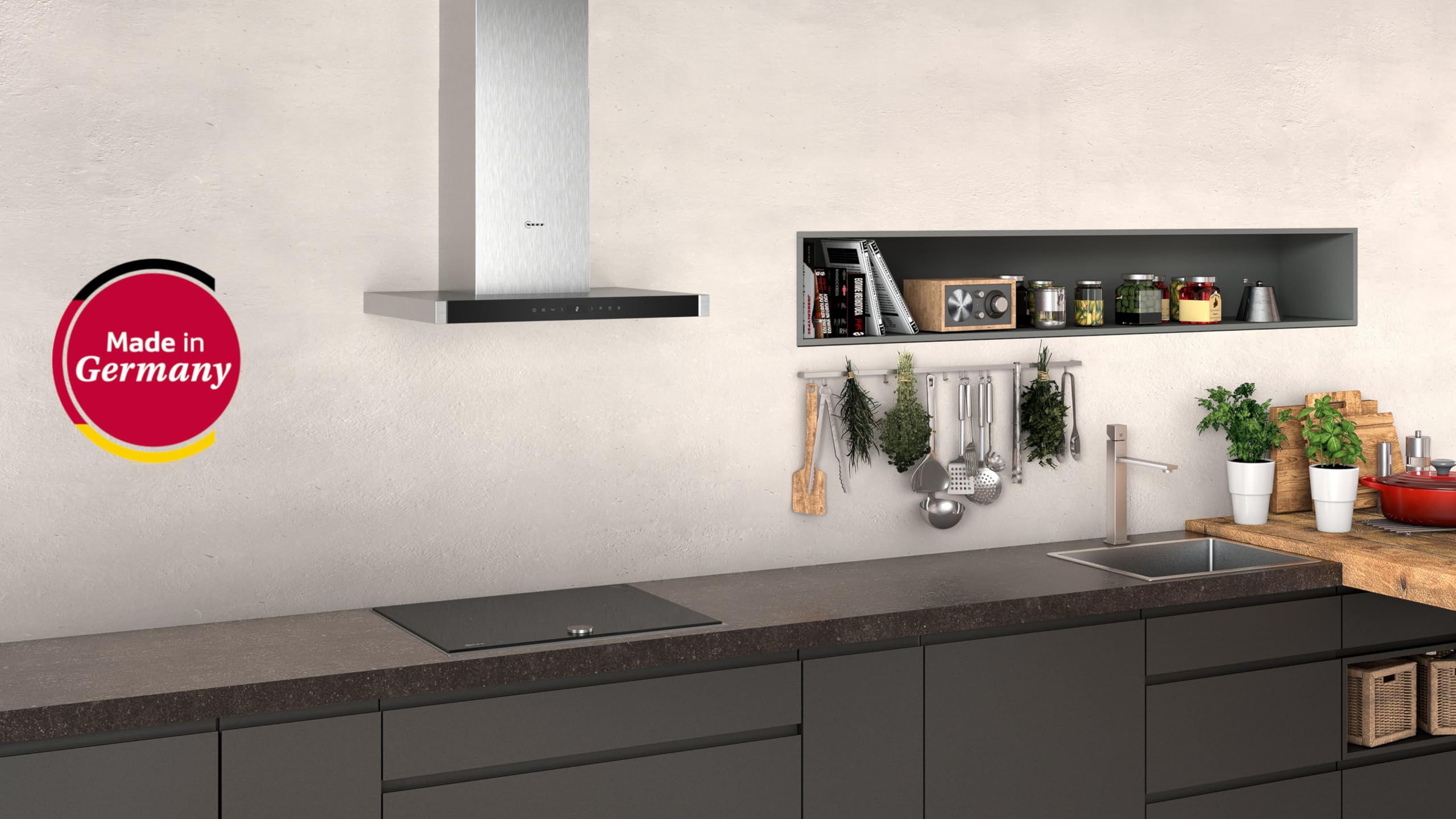 NEFF D65BMP5N0 Dunstabzugshaube N70, 60cm, Abluft oder Umluft, Energieeffizienz A, Edelstahl