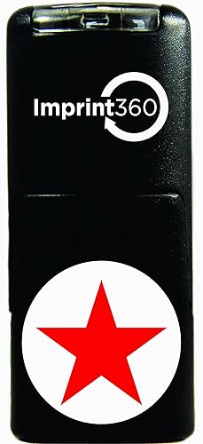 AS-IMP2019 - Sello redondo para profesor, estrella sólida, tinta roja, duradero, ligero, sello autoentintado, área de impresión de 5/8 pulgadas