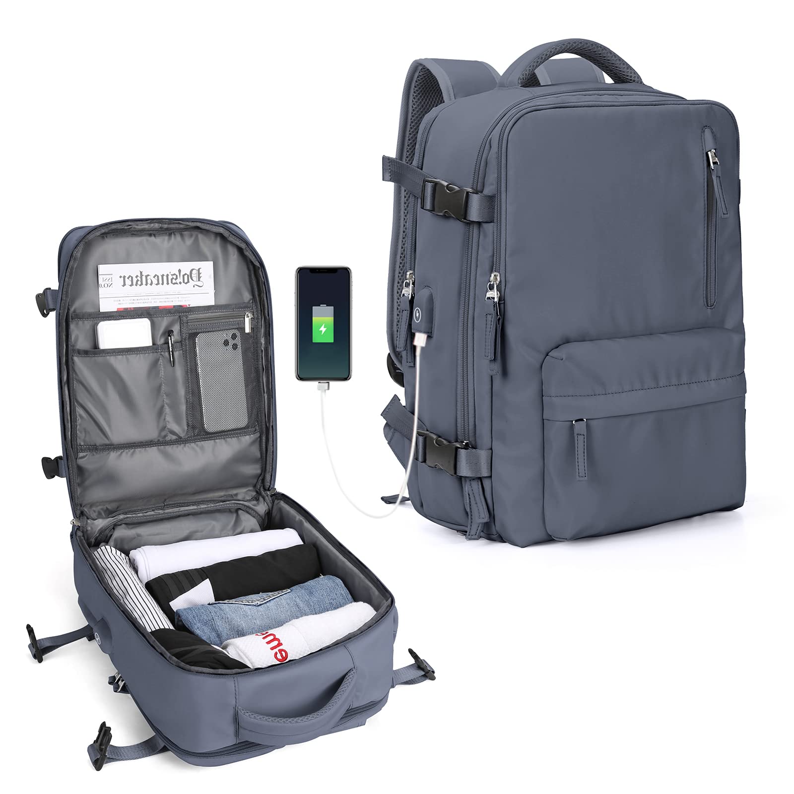SZLX Borse da Cabina per Easyjet 45x36x20 Zaino da Viaggio Donna Ryanair 40x20x25 Bagaglio a Mano con porta usb zaino da viaggio aereo bagaglio a mano zaino per laptop Casual Daypack