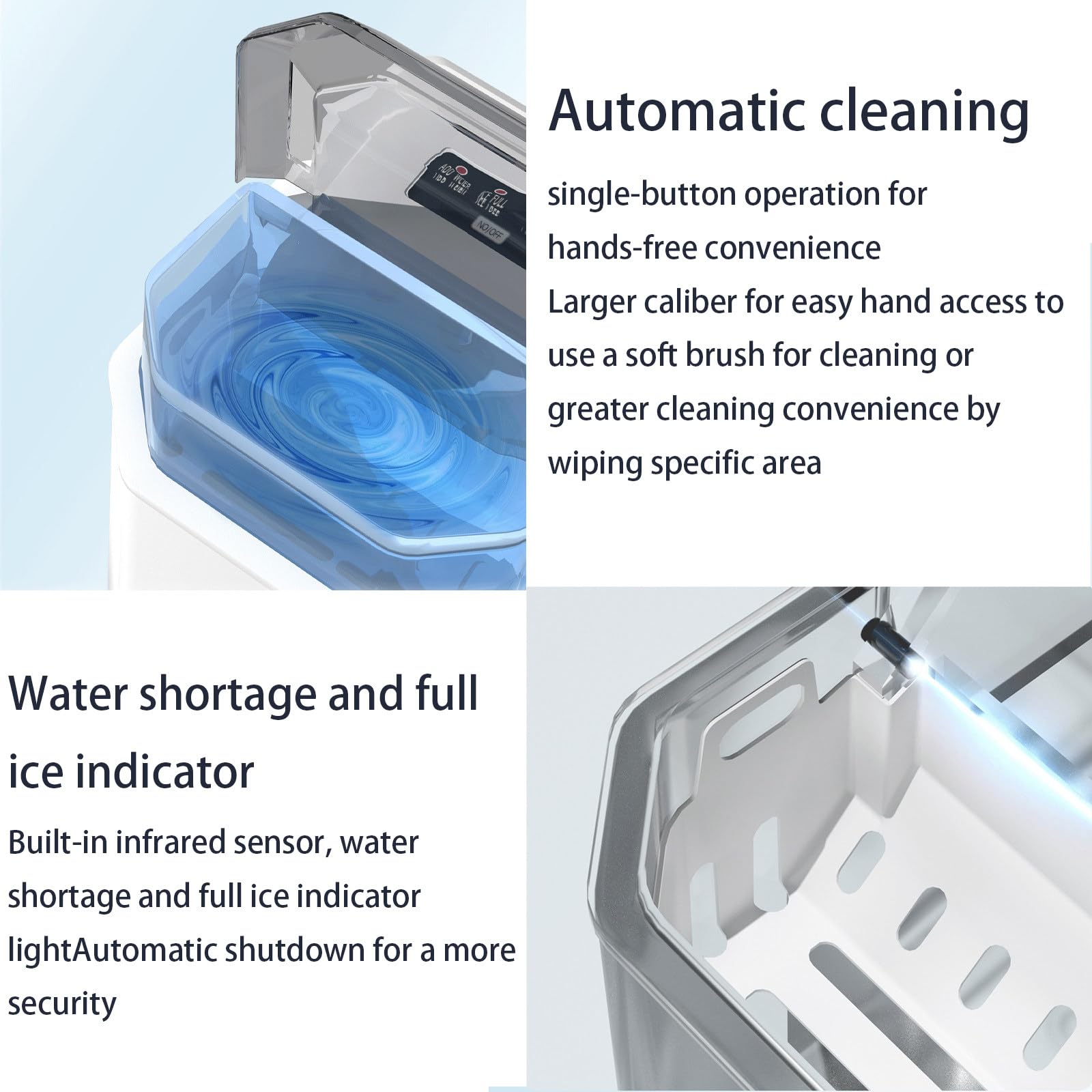 MáQuina para Hacer Hielo En Encimera, MáQuina para Hacer Hielo PortáTil, 12 Kg En 24 Horas MáQuina para Hacer Hielo EléCtrica para El Hogar/Cocina/Oficina, Autolimpieza,Black
