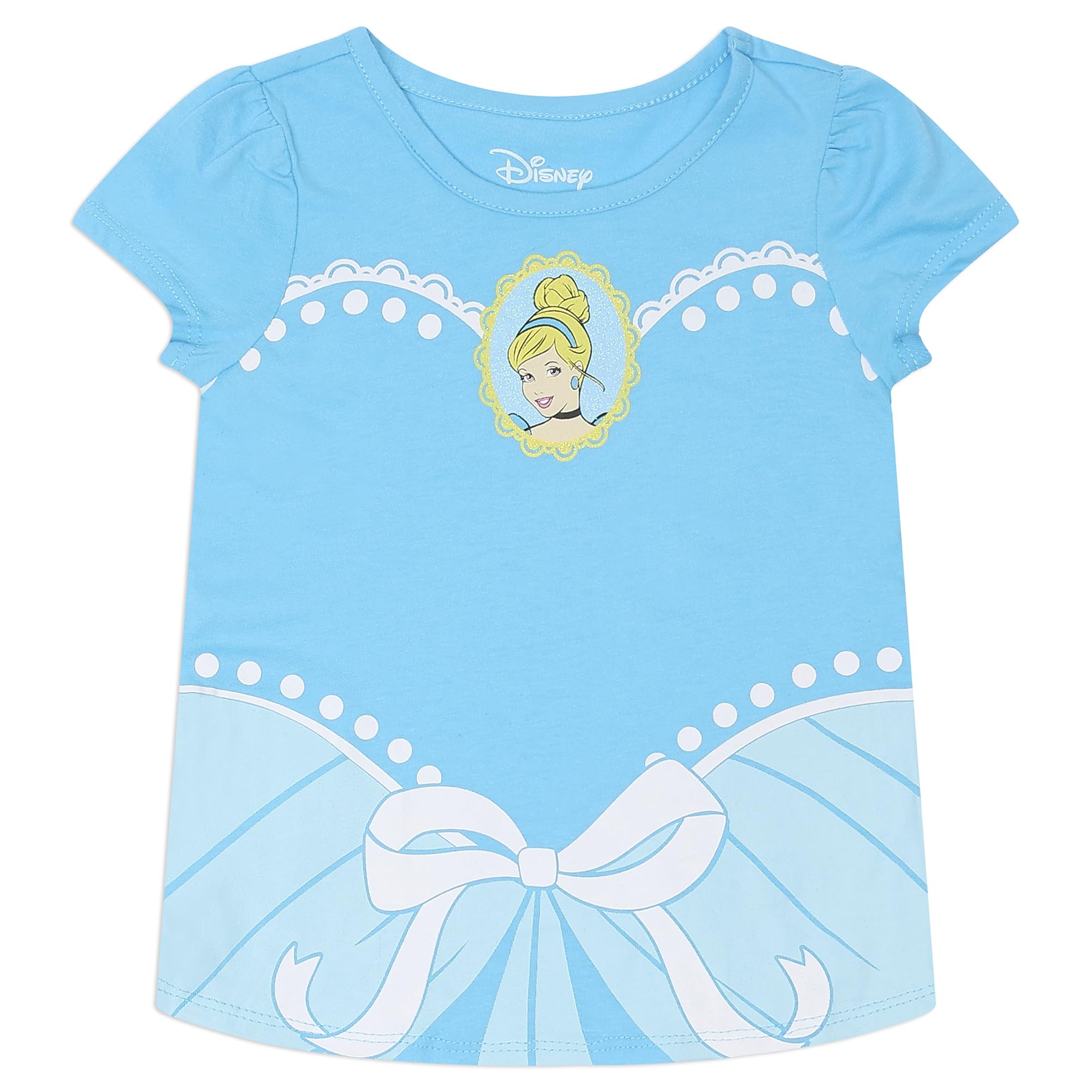 Disney Set di 5 magliette a maniche corte da principessa, alla moda