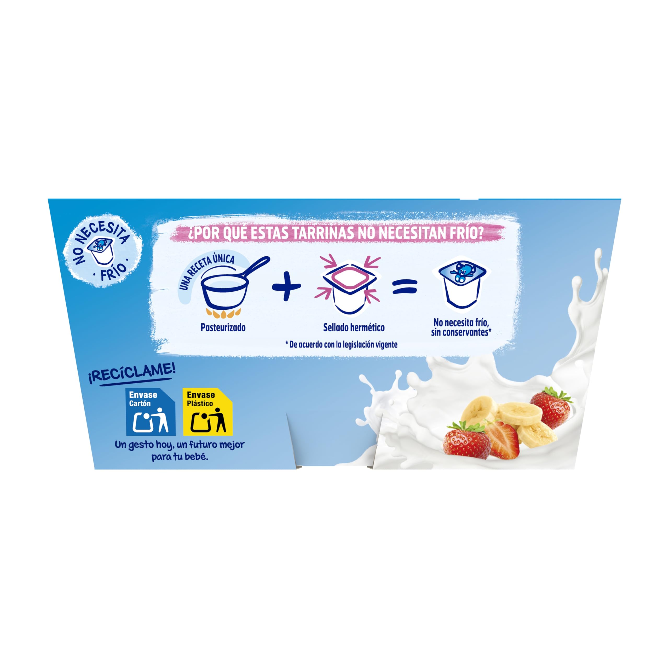 Nestlé Yogolino Fresa Plátano sin Azúcar Añadido, 8+ Meses, 4 x 100g