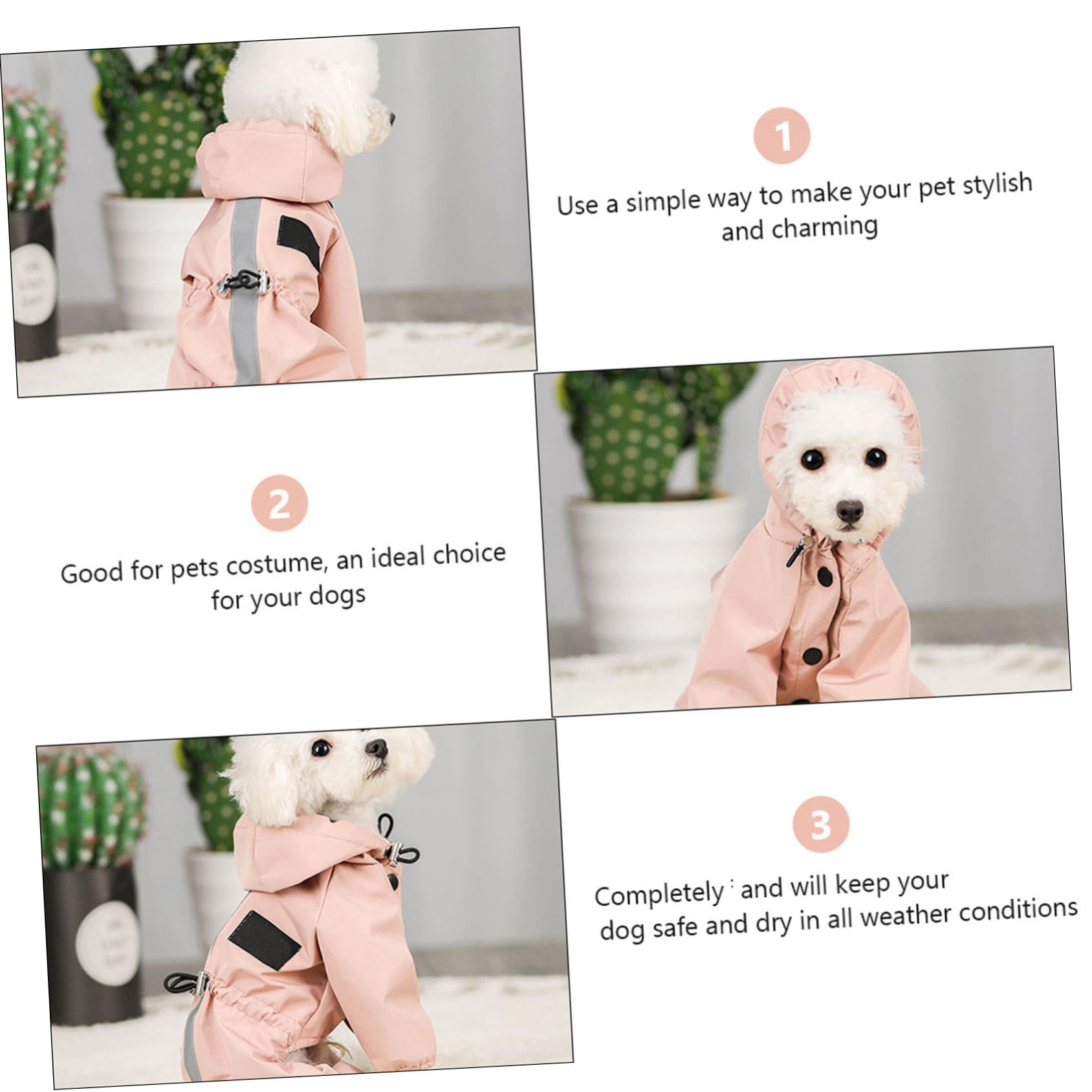 BESPORTBLE 3 Pz Impermeabile Per Animali Domestici Poncho Antipioggia Per Cani Abbigliamento Per Animali Domestici Gilet Per Cani Cappotti Rosa Tessuto Giacca Riflessivo Prodotti Per Animali