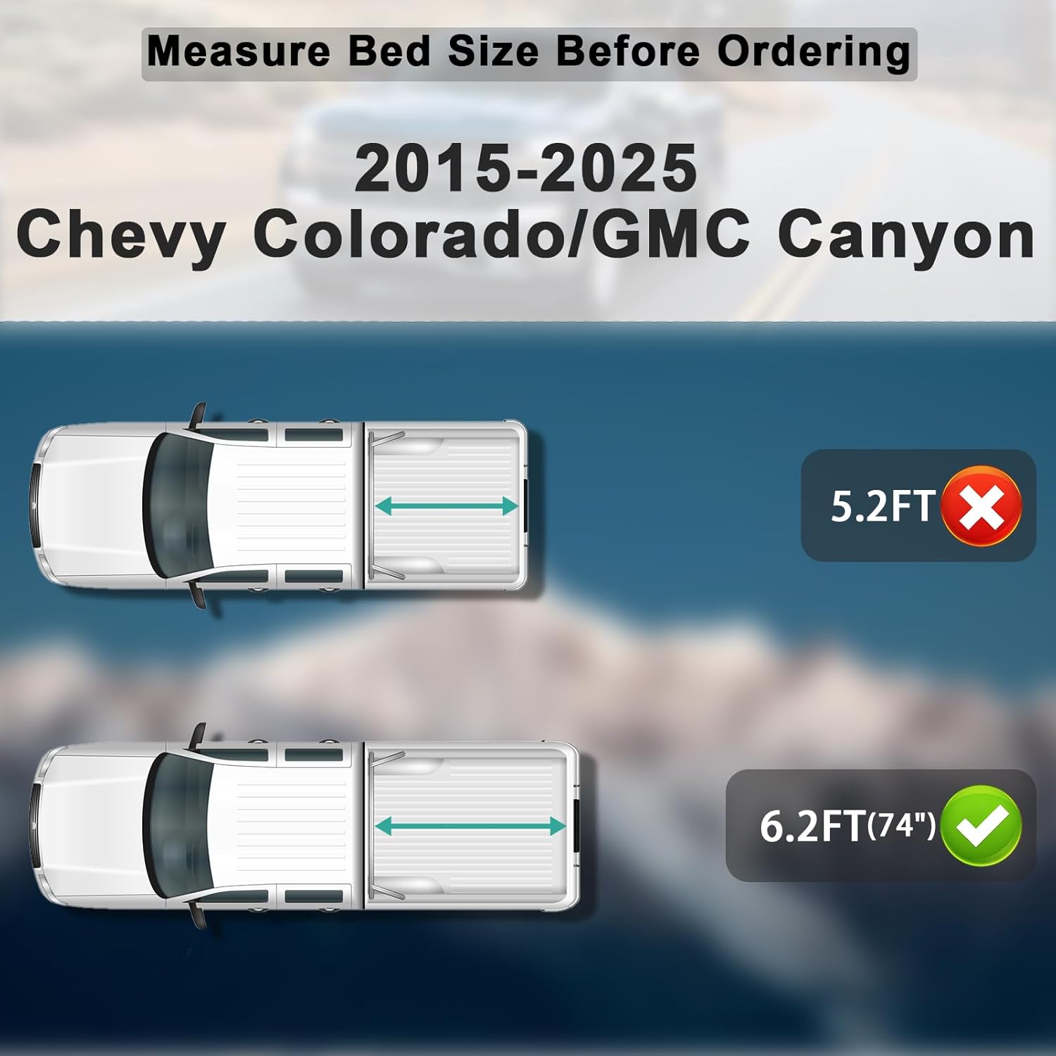 Soft Vinyl Roll Up Truck Bed Tonneau Cover Compatible with 2015-2025 Chevy Colorado/GMC Canyon 6.2ft (74") Bed Fleetside,Waterproof,Heavy Duty