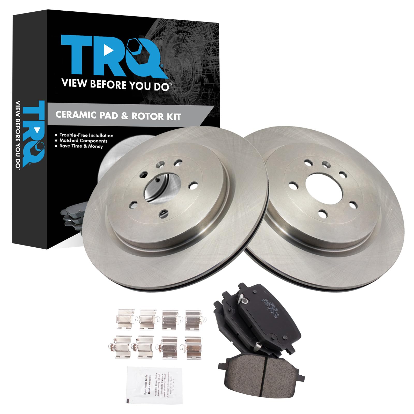 TRQ Rear Brake Pad and Rotor Set Ceramic Compatible with 2013-2019 Ford Police Interceptor Utility