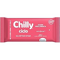 Chilly, Salviettine Ciclo, Salviette per l’Igiene Intima – Tessuto 100 % Biodegradabile – Ideali Fuori Casa, PH 3.5, Clinicamente Testato – Confezione da 12 Salviettine