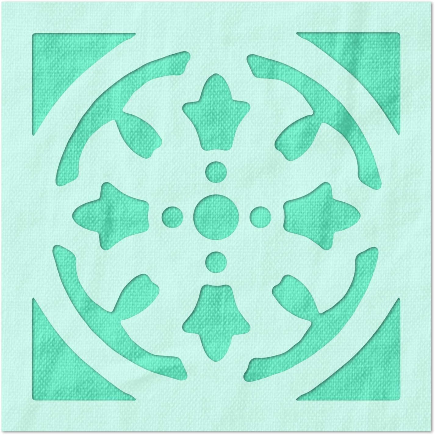 Stencil Stop Round Cross Tile Pattern Stencil - Reusable for DIY Projects, Painting, Drawing, Crafts - 14 Mil Mylar Plastic (24 x 24 inches)