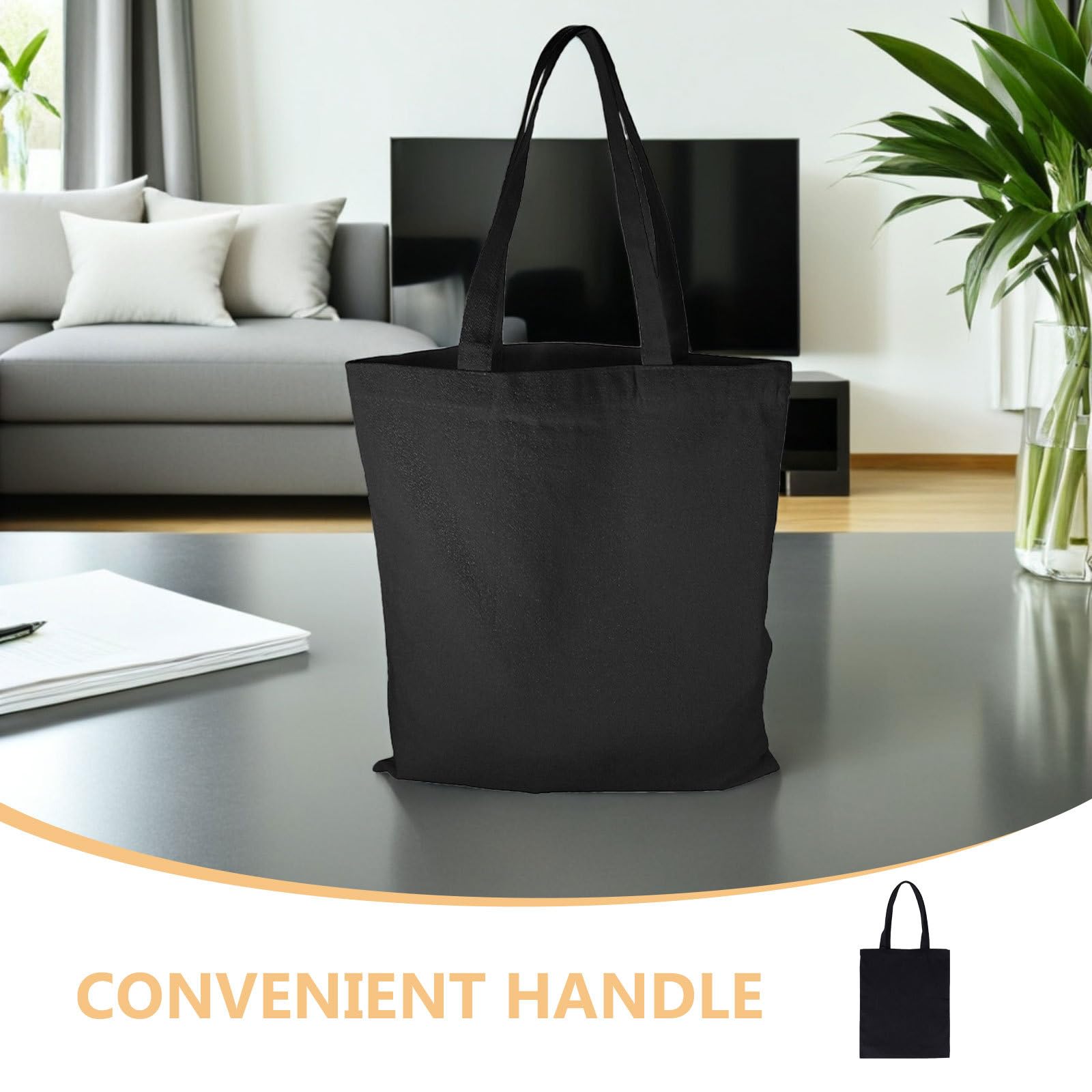 Bolsas de Mano de Sublimación de Lona Negra 40x35 Cm 8 Unidades Lavables Reutilizables para Pintar y Bolsa de Supermercado Multiusos para Compras y Manualidades
