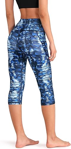 Miniatura 3 de ODODOS Capris de yoga de cintura alta para mujer con bolsillos, control de abdomen, no se transparentan, para entrenamiento, atletismo, correr,
