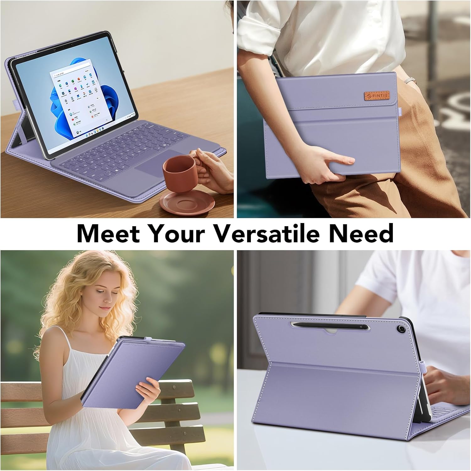 Fintie Case for Microsoft Surface Pro 12 Inch 1st Edition (2025), Multiple Angle Viewing Portfolio Business Cover with Pocket & Stylus Holder, Compatible with Type Cover Keyboard (Lilac Purple)
