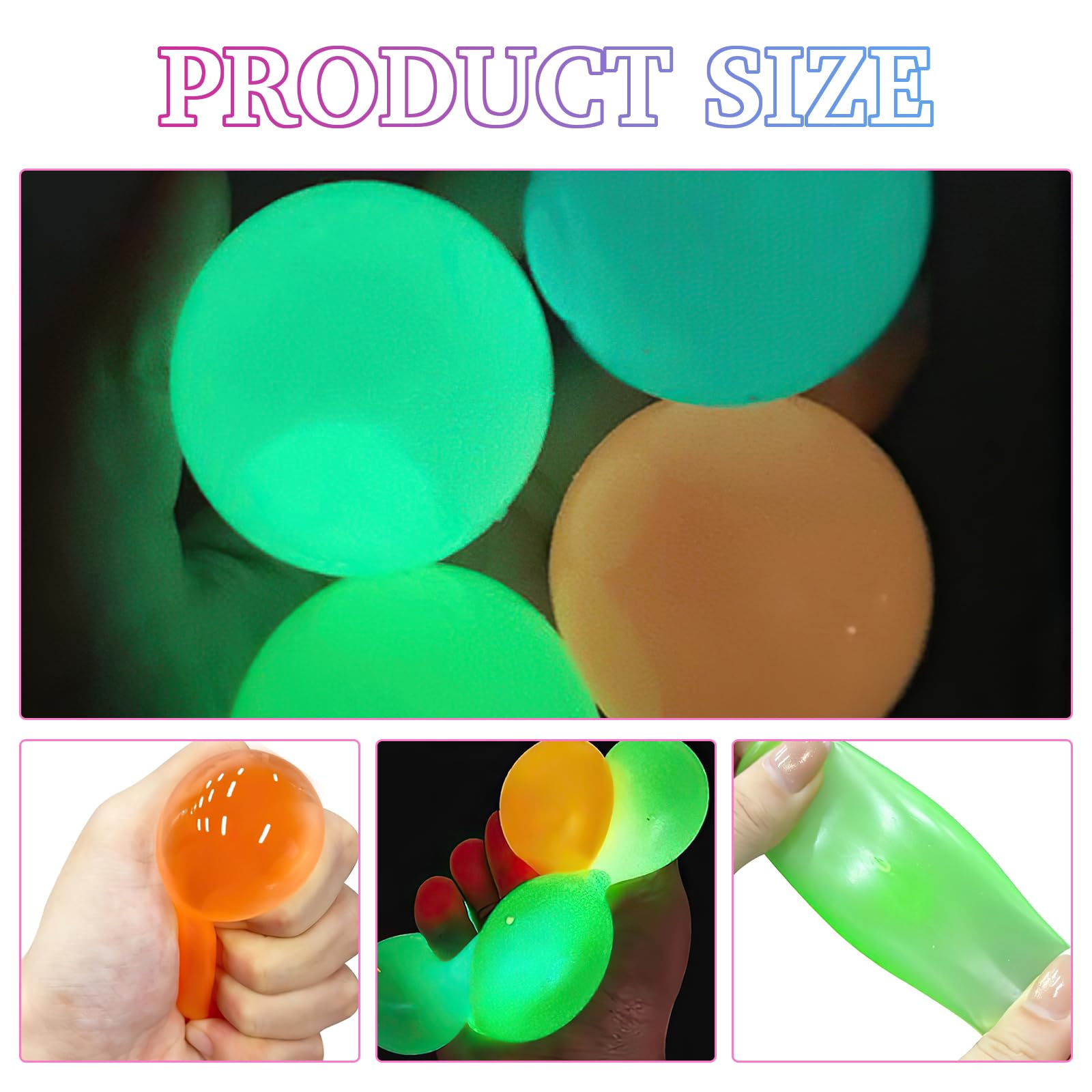 12 Pack Glorbs Balls, Sticky Balls Ceiling Glow in The Dark Fidget Toys, Super Soft Sticky Glows Ball - Image 3