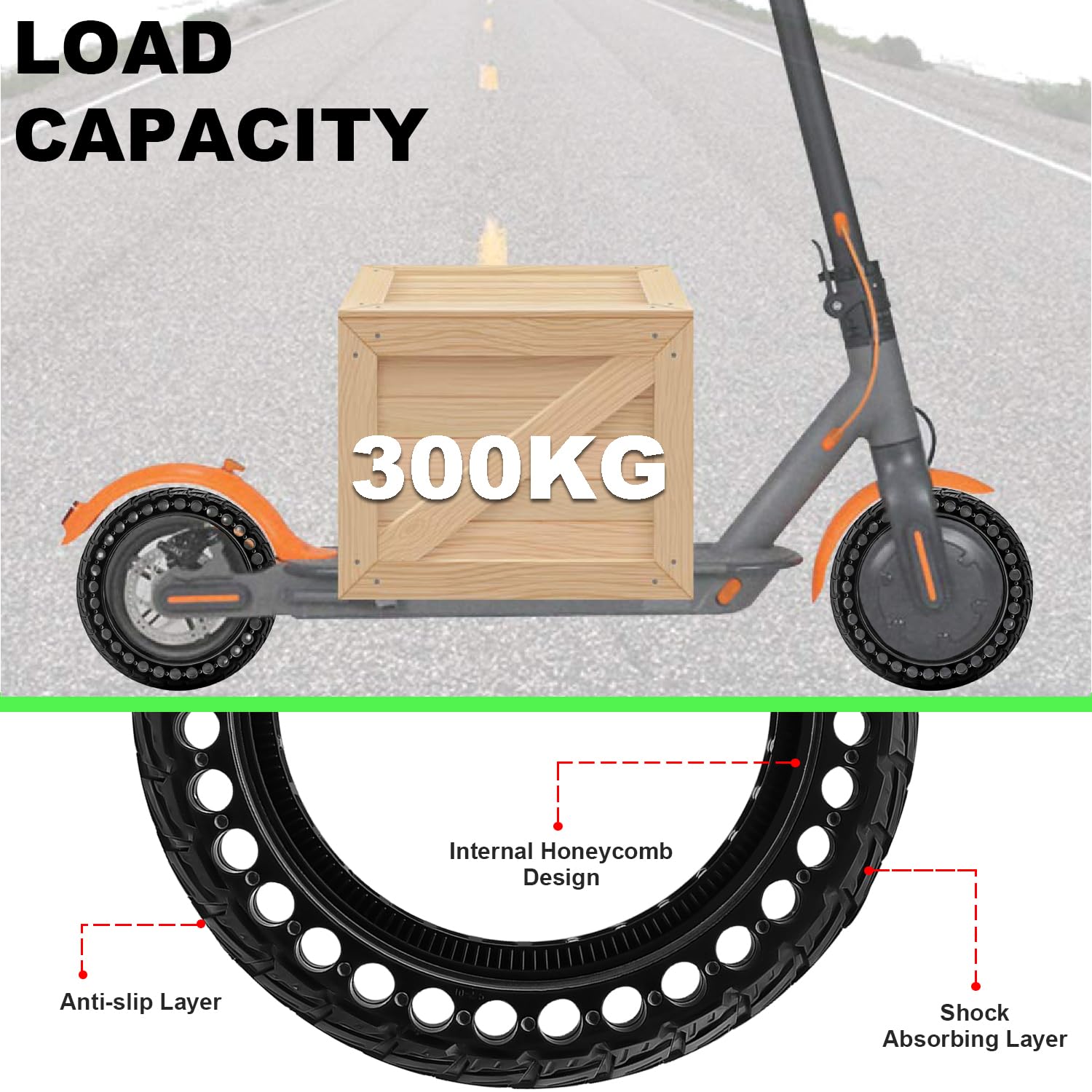 1PCS Ruota 60/70-6.5 Monopattino Elettrico, Copertone Monopattino 10x2.50-6.5 Compatibile con Ninebot G30/G30D/G30LP/G30D/Max G30/G30 2, 10x2.5 Gomma Piena Pneumatici per Hiboy S2 Pro/S2 Max