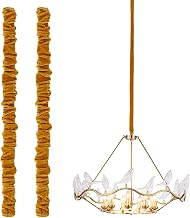 NICENEEDED 2 x Fabric Cord Cover for Chandelier 47.24 Inches Golden Velvet Chandelier Chain Cover Cable for Electric Lights