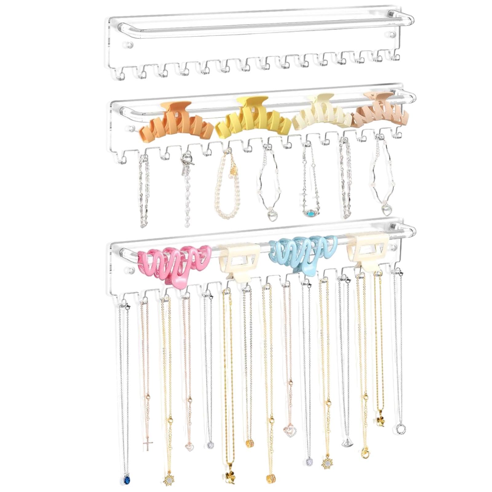Porta collana da parete, portaoggetti per gioielli a parete - 3 supporti per gioielli a parete porta gioielli - Porta collane da parete decorativo per casa, camera da