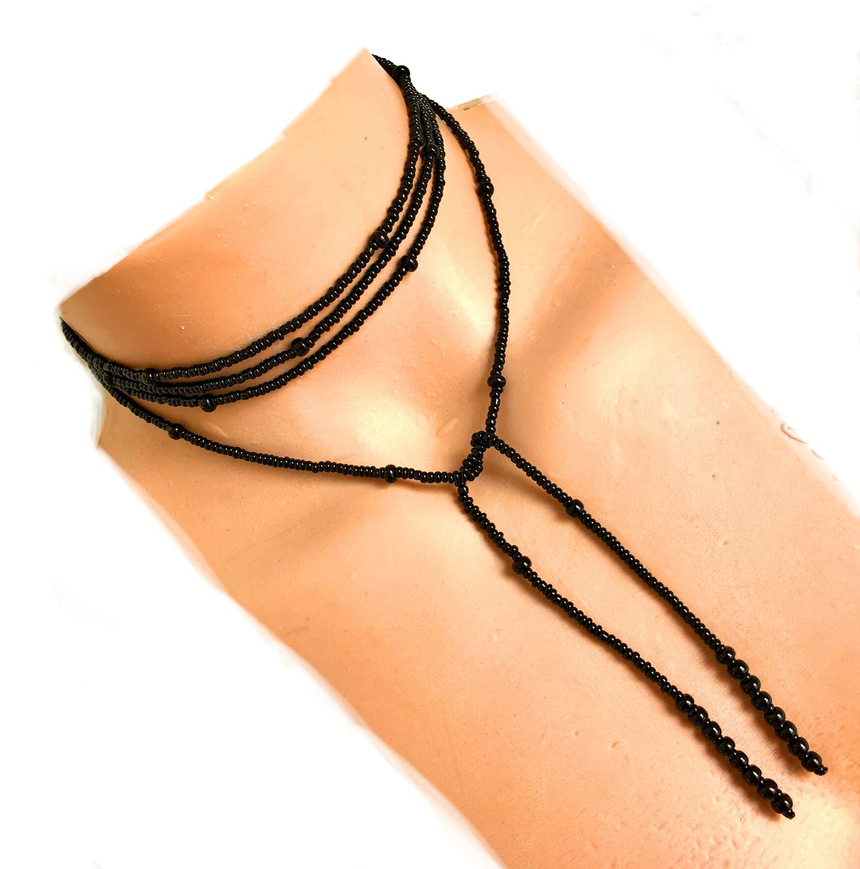 Black Beaded Thigh Chain for Women Adjustable Layered Leg Jewelry with Minimalist Seed Bead Tassel DesignDecorative Fashion Leg Accessory for Beach Festival Party Vacation-image-9