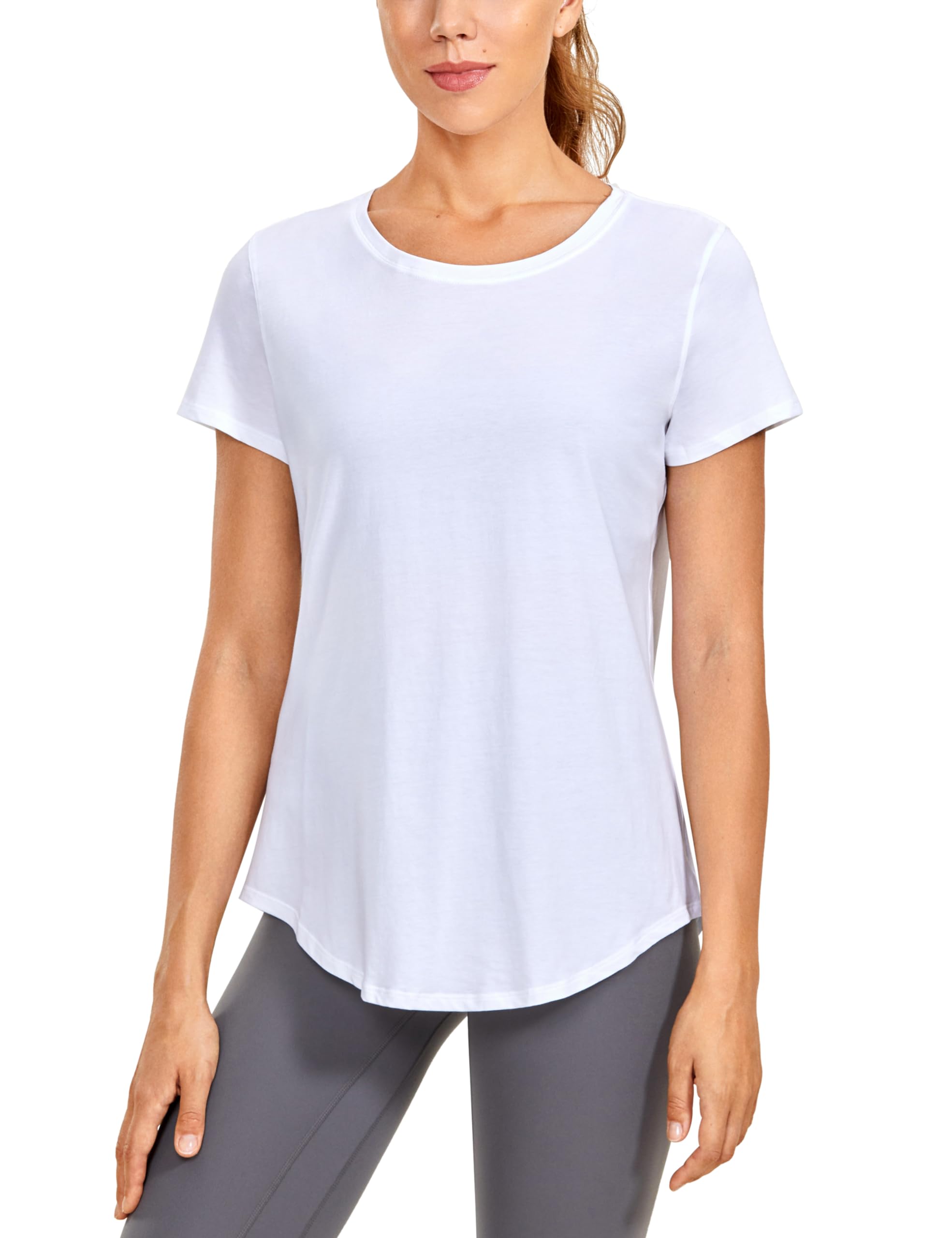 CRZ YOGA Women’s Pima Cotton Crop Top – Super Soft, Breathable, Loose Fit For Yoga & Lounge
