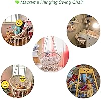 Vista 4 de Hamaca de macramé con kits de herramientas, silla colgante de punto hecha a mano para dormitorio, interior, exterior, balcón, patio, porche