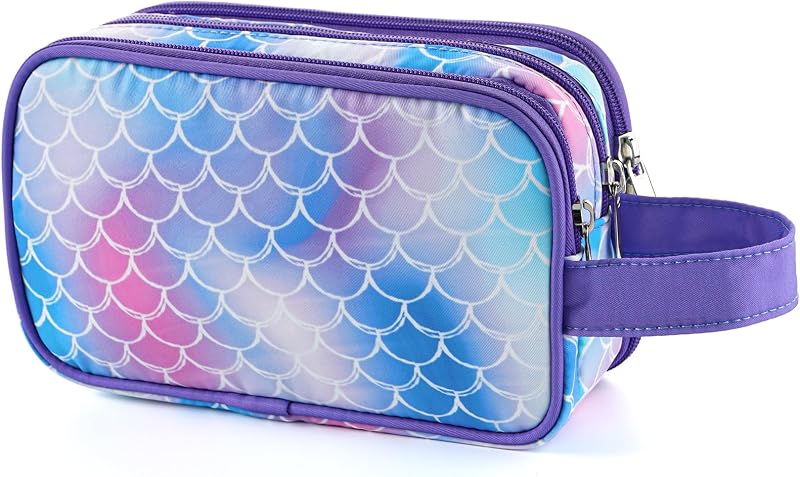 Necessaire infantil Vipdeal com zíper, modelo Mermaid Scales, para viagem