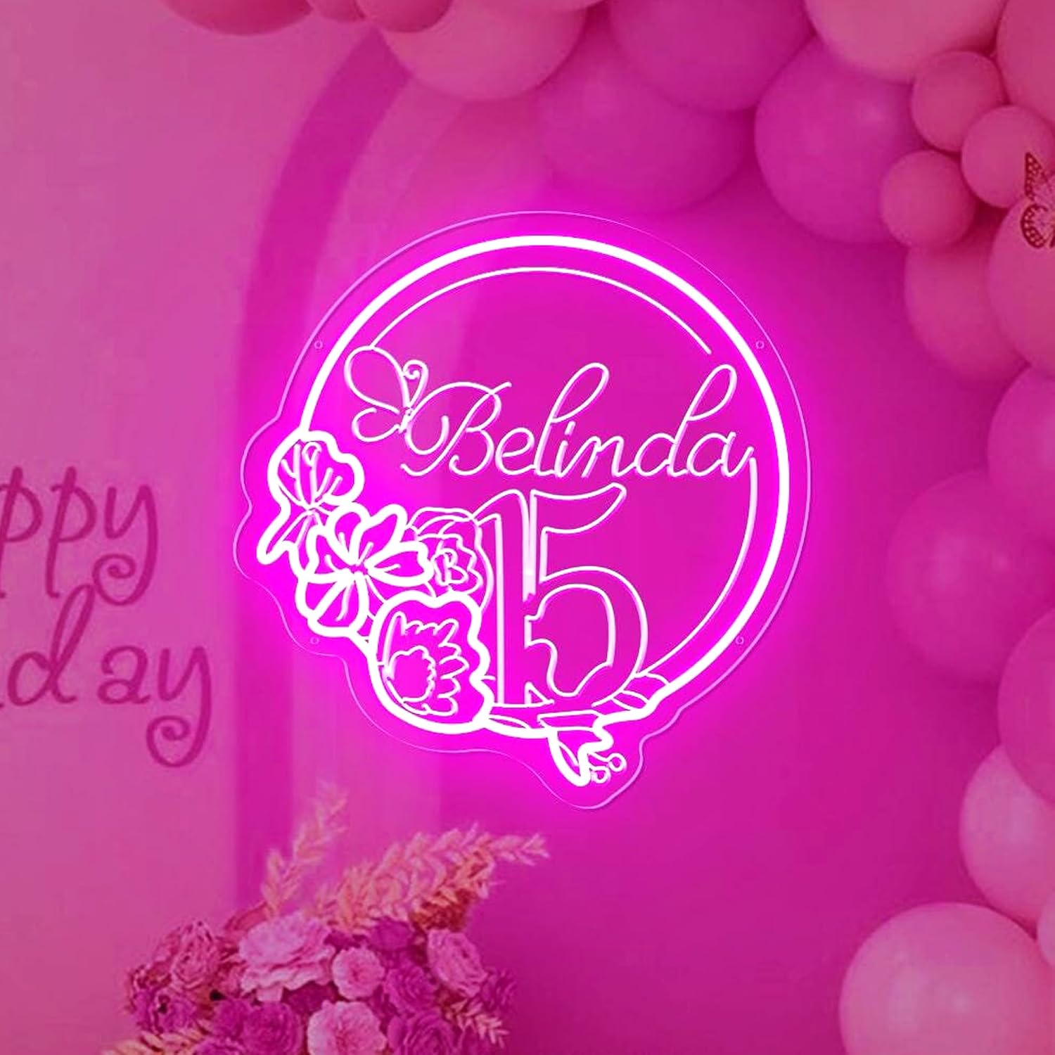 Custom Mis 15 Años Neon Sign – Sweet 15 Quinceañera Birthday Party Neon Light, Personalized Name Sign for Quinceanera Decor, Unique Customizable Party Gift