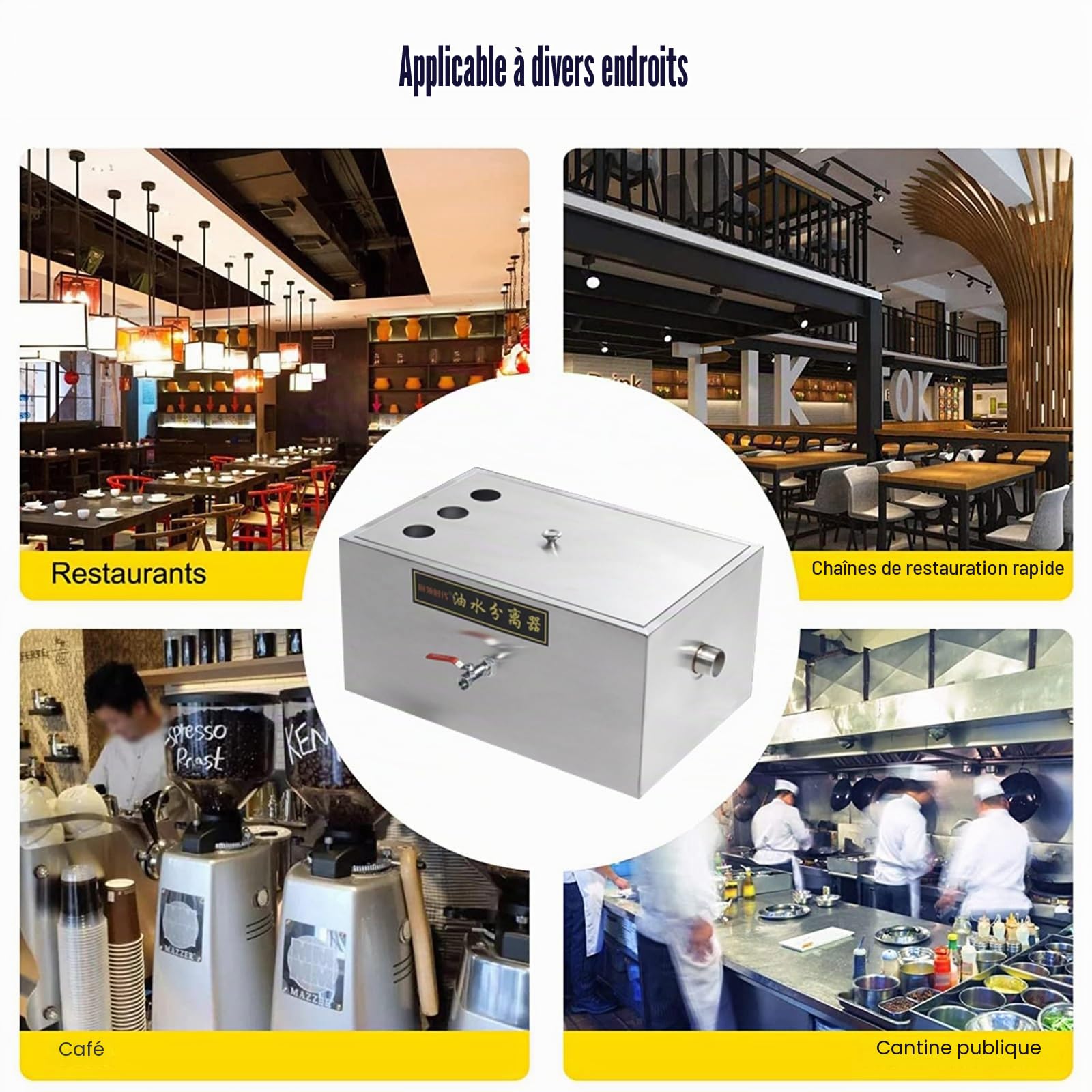 Bac à Graisse Restaurant, Séparateur D'eau et D'huile D'eaux Usées de Piège à Graisse en Acier Inoxydable avec Panier Filtrant Amovible for Restaurant, Café, Cuisine à Domicile ( Size : 60*40*30cm )
