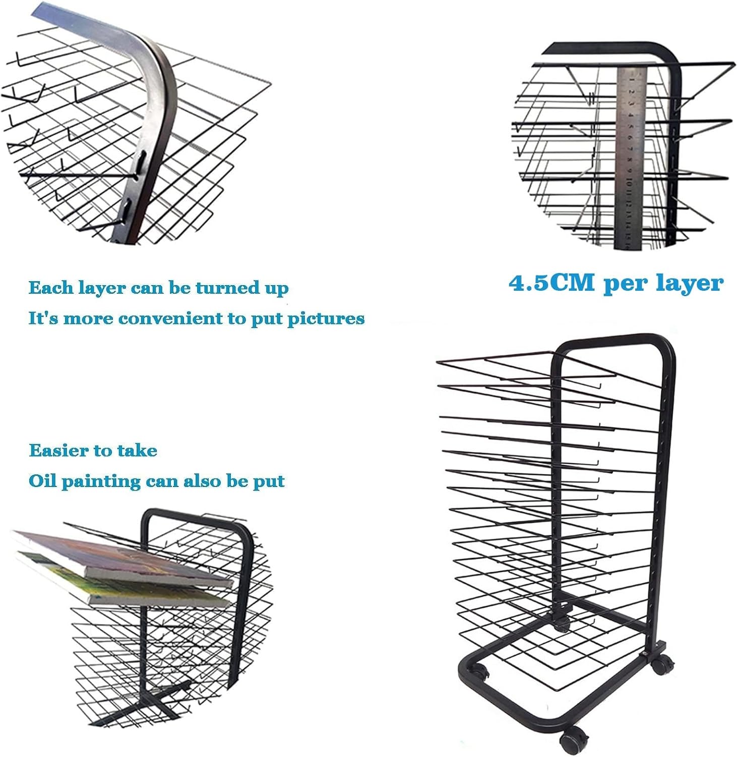 Painting Racks Print Racks，15-Layer Art Drying Rack Educational Product Drying Rack, Space Saving Rack for Painting Crafts Artwork Canvas Storage (for Artist Canvas, Paper, Painting)