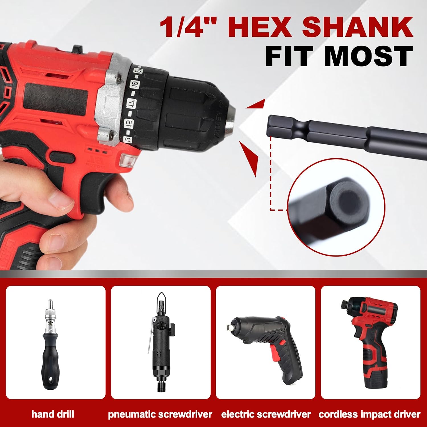 3/8" Impact Adapter Square Socket Bit, 10PCS 1/4" Hex to 3/8" Drive Drill Socket Adapter, Impact Socket Adapter Set for Impact Driver, Extension Socket Driver Bits for Automotive DIY, Black