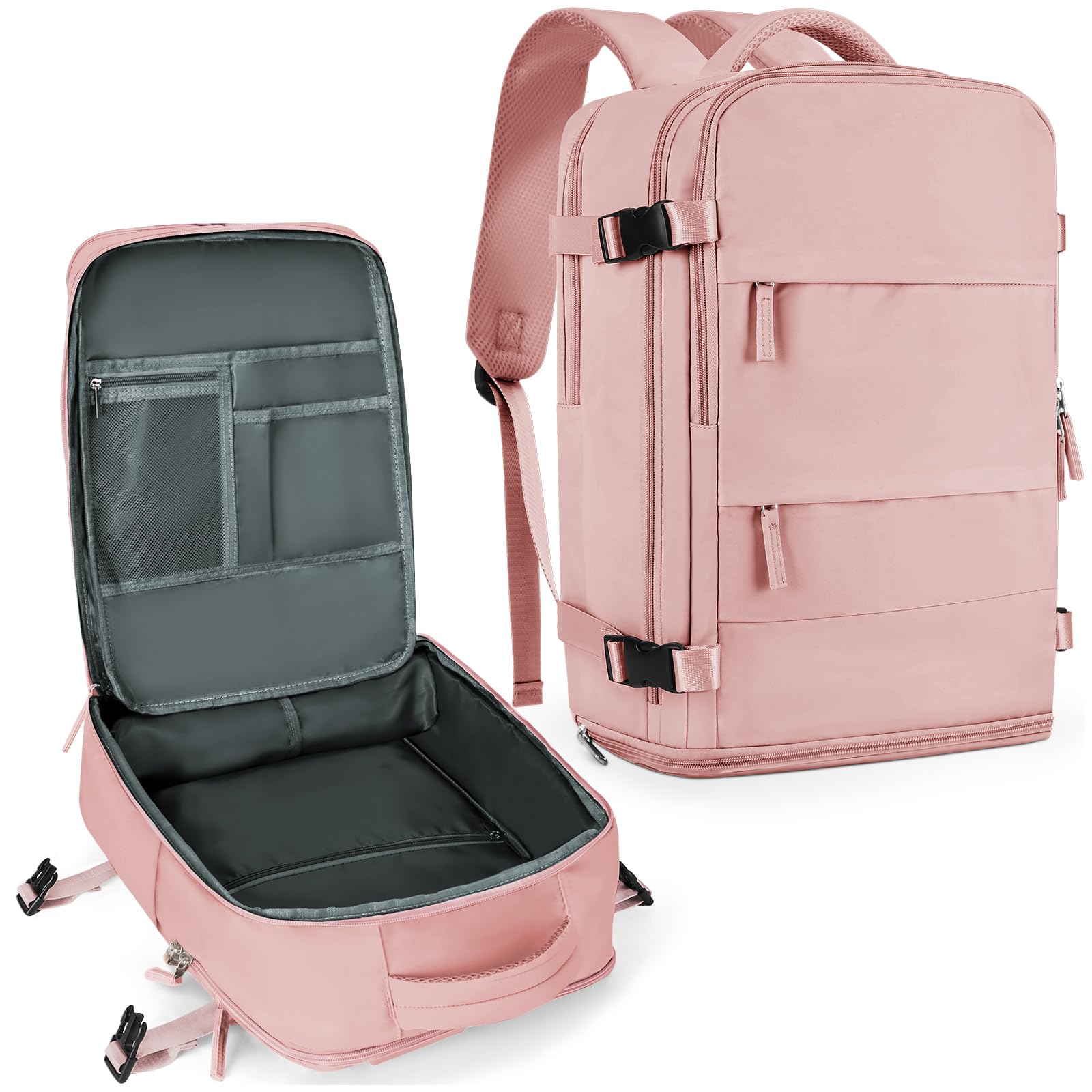 coowoz Large Travel Backpack For Women Men,Carry On Backpack Flight Approved,Hiking Backpack Waterproof Outdoor Sports Rucksack Casual Daypack Fit 15.6 Inch Laptop Shoes Compartment