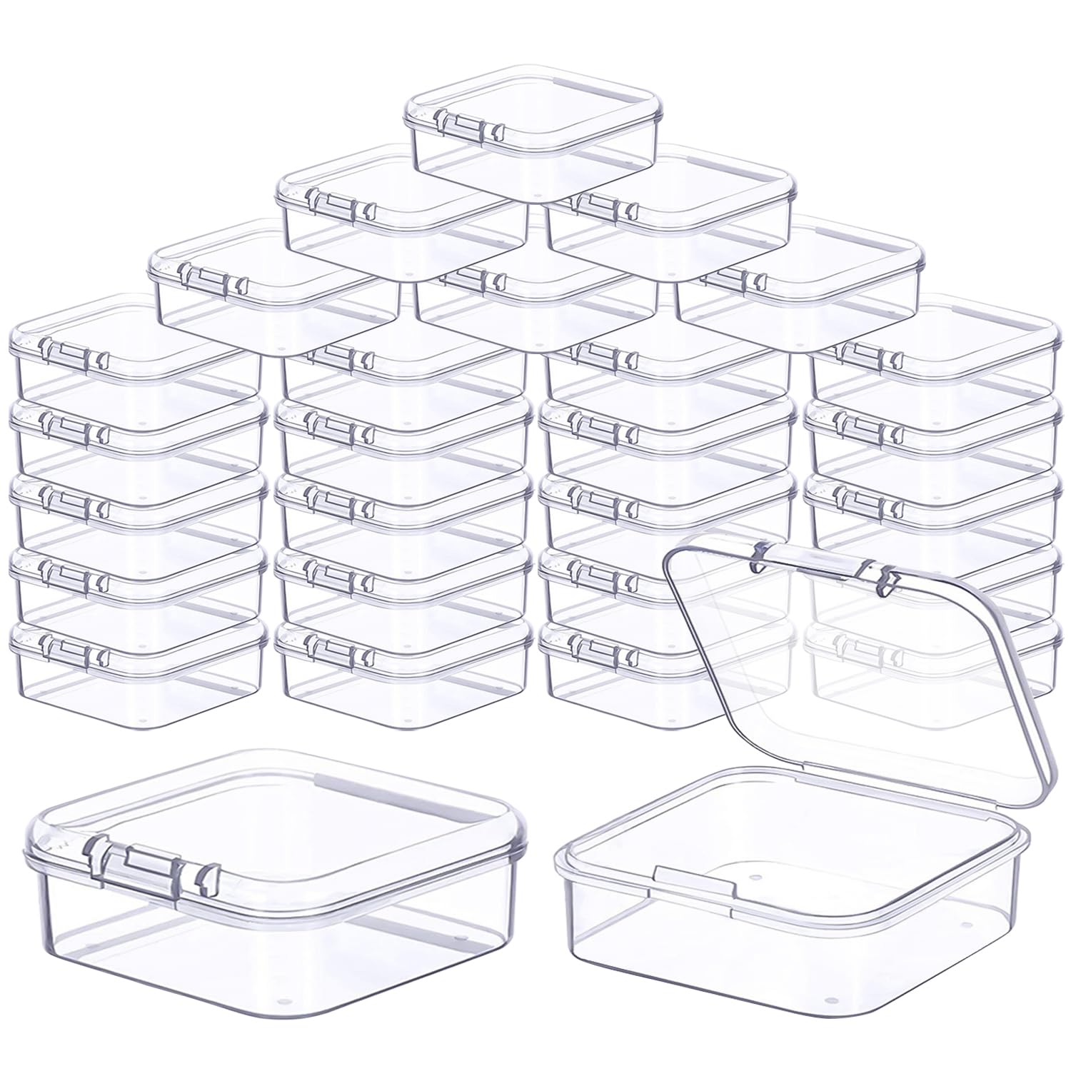 Prmape 30 Pieces Small Storage Box with Lid, 5.5 * 5.5 * 2cm Mini Rectangular Plastic Boxes