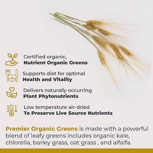 Miniatura 4 de Premier Research Labs Polvo de verduras orgánicas - con hoja de alfalfa, hierba de cebada y clorella - Suplementos verdes en polvo - Apoya la