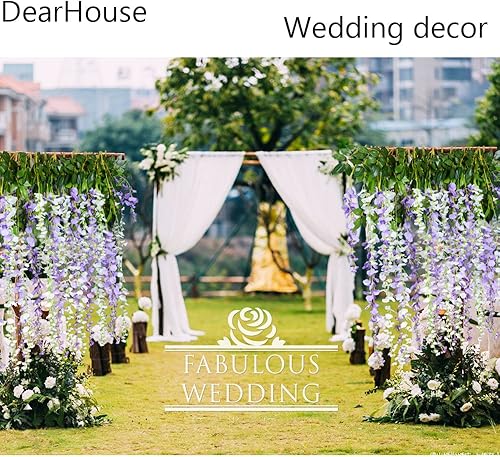 Miniatura 4 de Guirnalda de flores tipo glicinias artificiales de seda para colgar en el hogar, fiestas o bodas