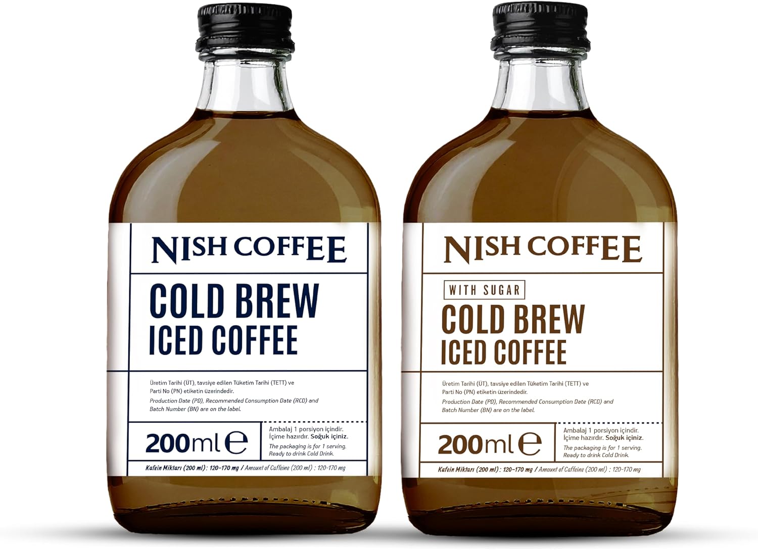 Nish Coffee Cold Brew 2'li Set (Şekerli-Şekersiz) 2x200 ML - Cam Şişe