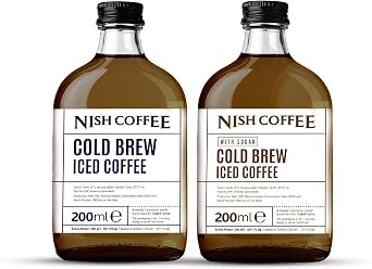 Nish Coffee Cold Brew 2li Set  ekerli- ekersiz 2x200 ML - Cam  i e