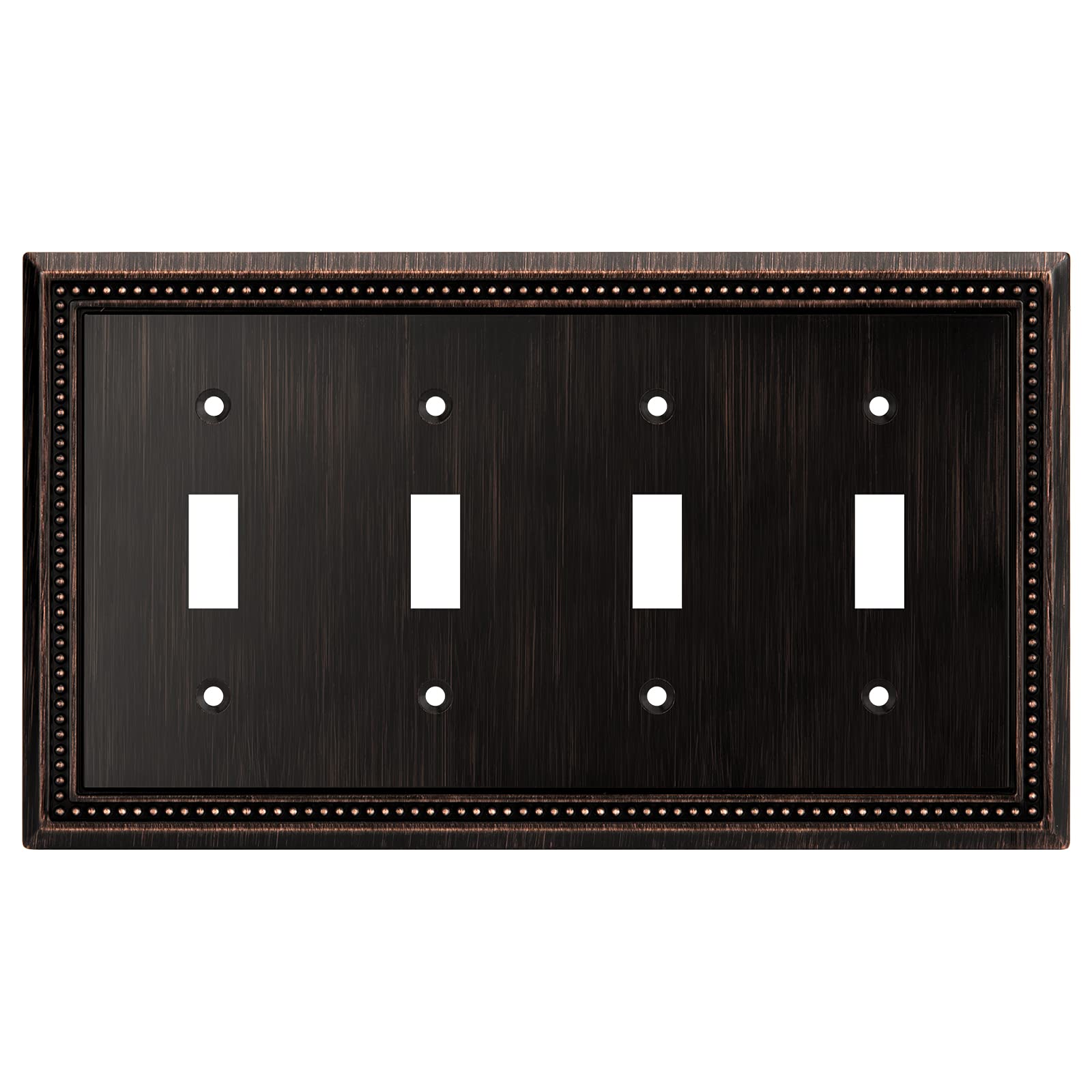 Henne Bery Sunken Pearls Heavy Duty Decorative Wall Plate Switch Plate Outlet Cover (Quad Toggle, Aged Bronze)