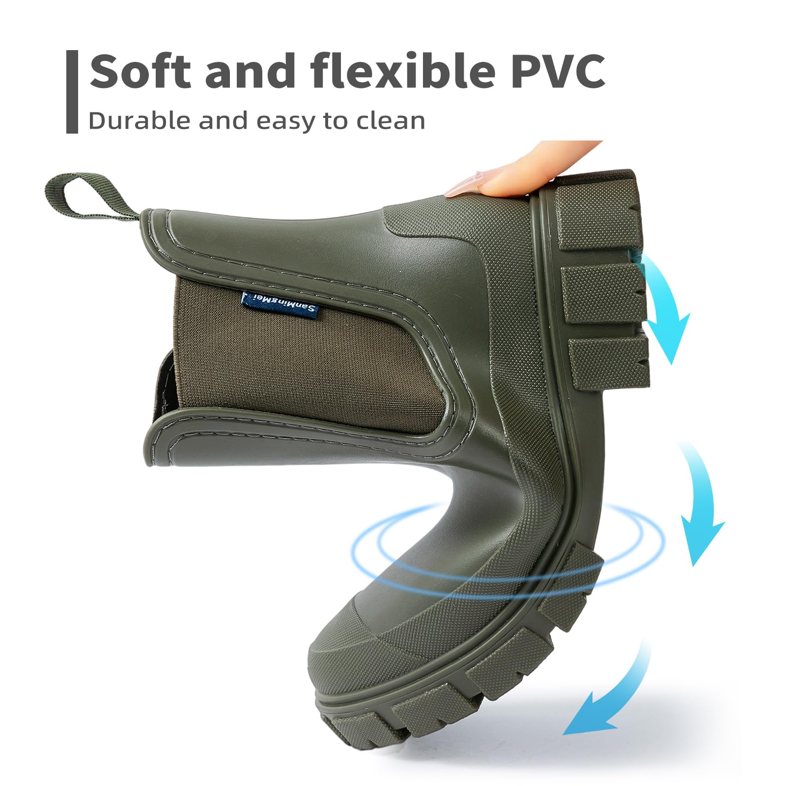 DRECAGE Botas de Agua Mujer Chelsea Lluvia Botines Impermeable Antideslizante Wellington Botas Jardín Trabajo Boots