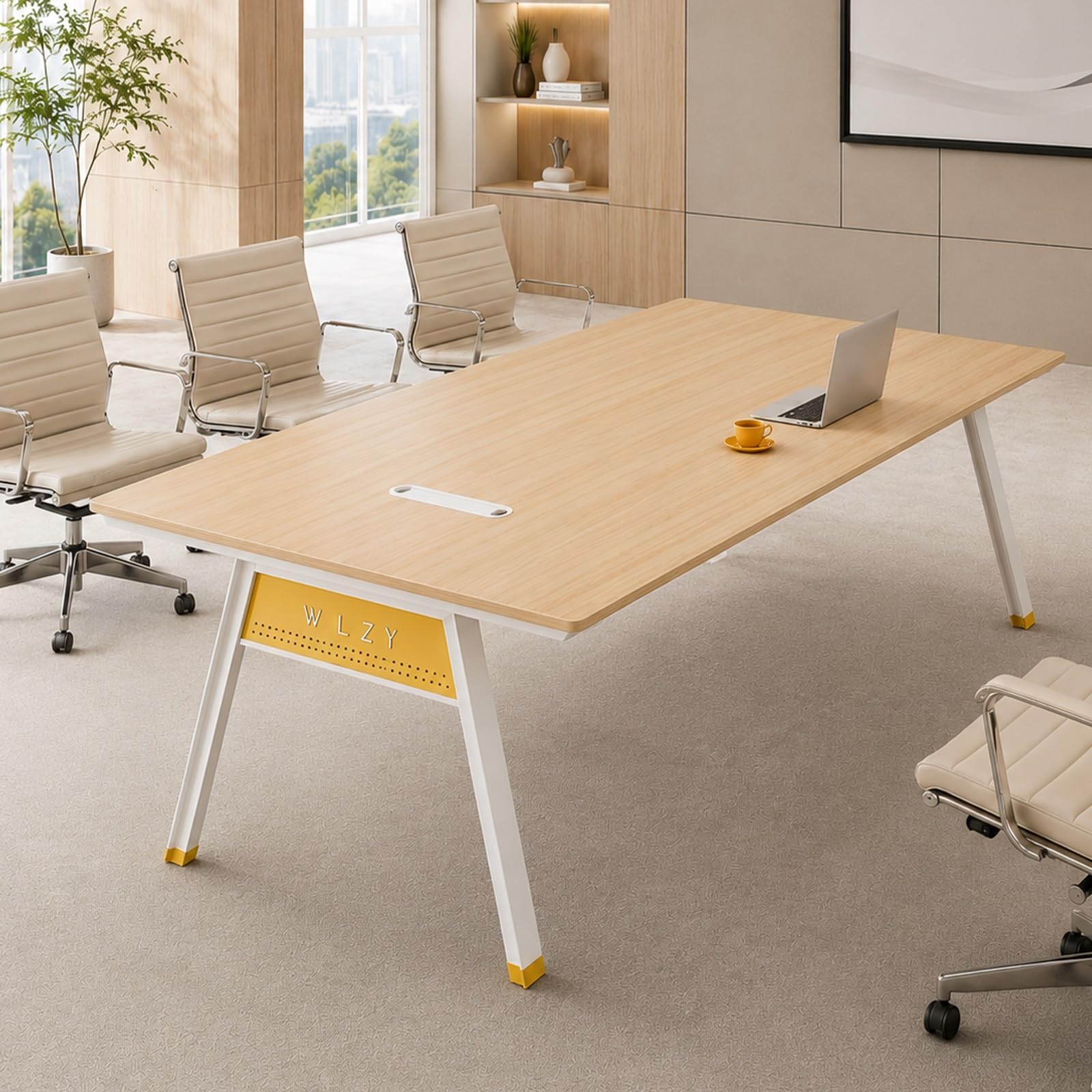 Mesa despacho, Mesa de conferencias, Escritorio Grande,Gestión de Cables, Compartimento Central, preparación para Toma, Tablero Amplio, sillas no Incluidas(180 * 80cm)