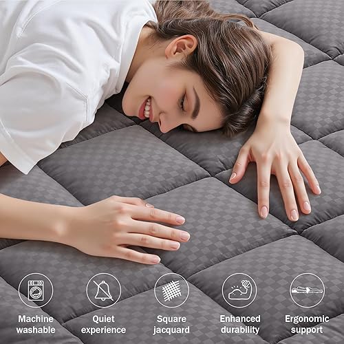 Miniatura 2 de OLANLY Protector de colchón acolchado tamaño Queen  Cubrecolchón alternativo de plumón suave, refrescante, cómodo, transpirable, protector de