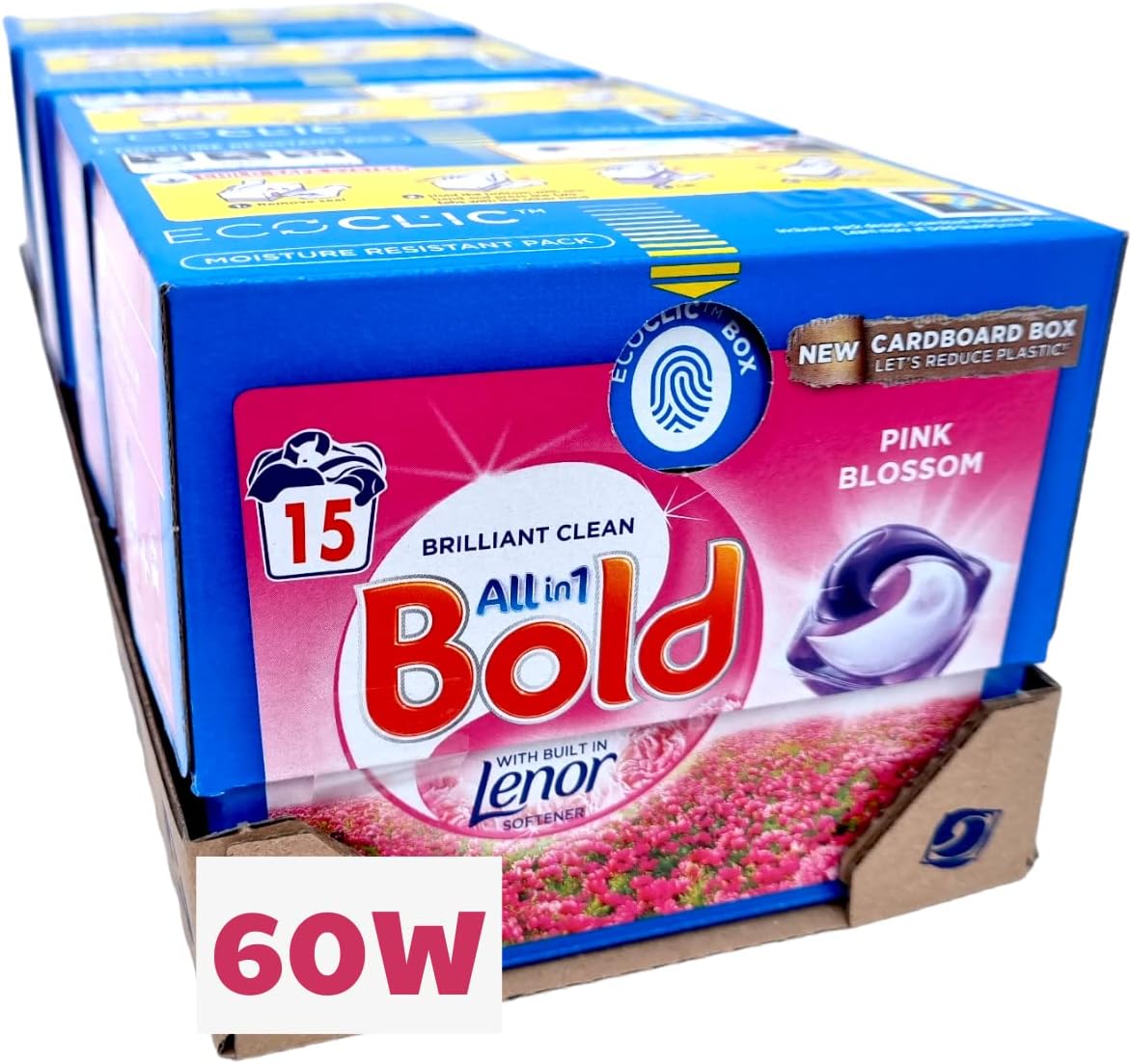 Bold laundry pods Pink Blossom 4 x 15 (60 Washes) Allin1 Bold